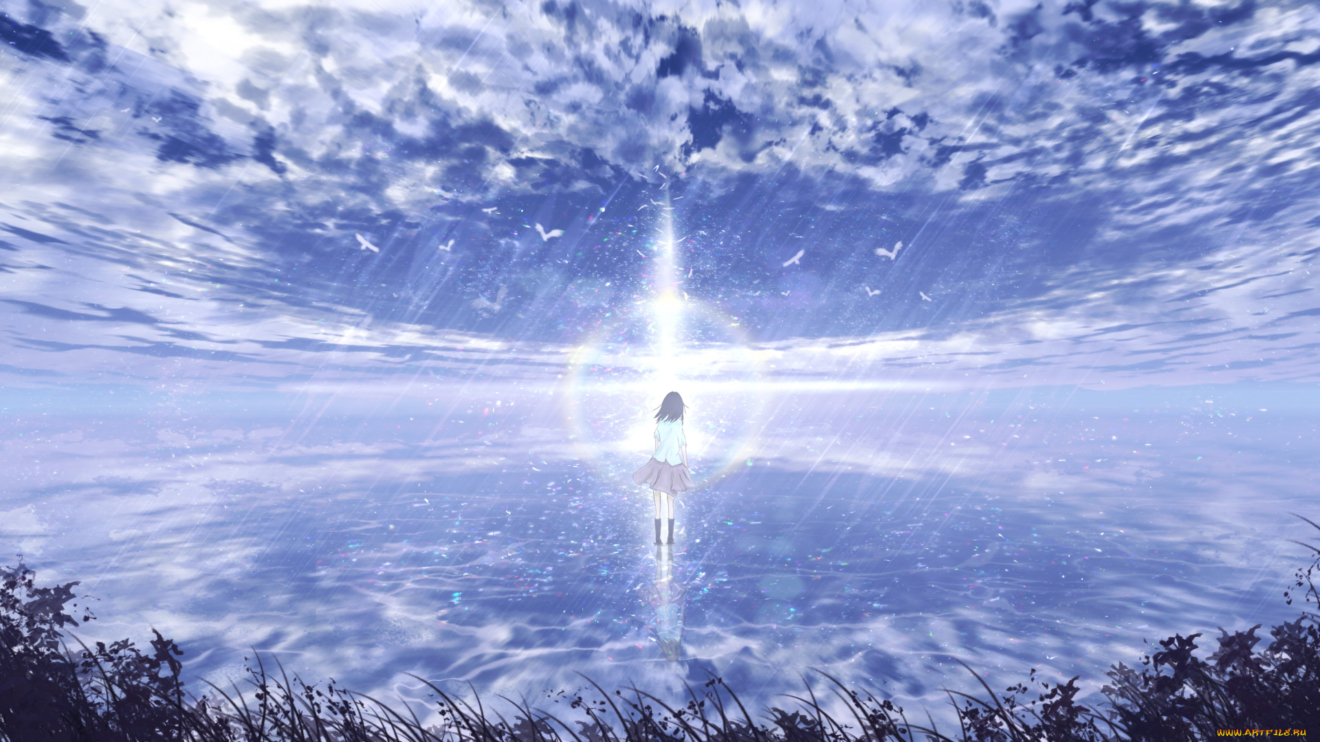 аниме, пейзажи, , природа, девушка