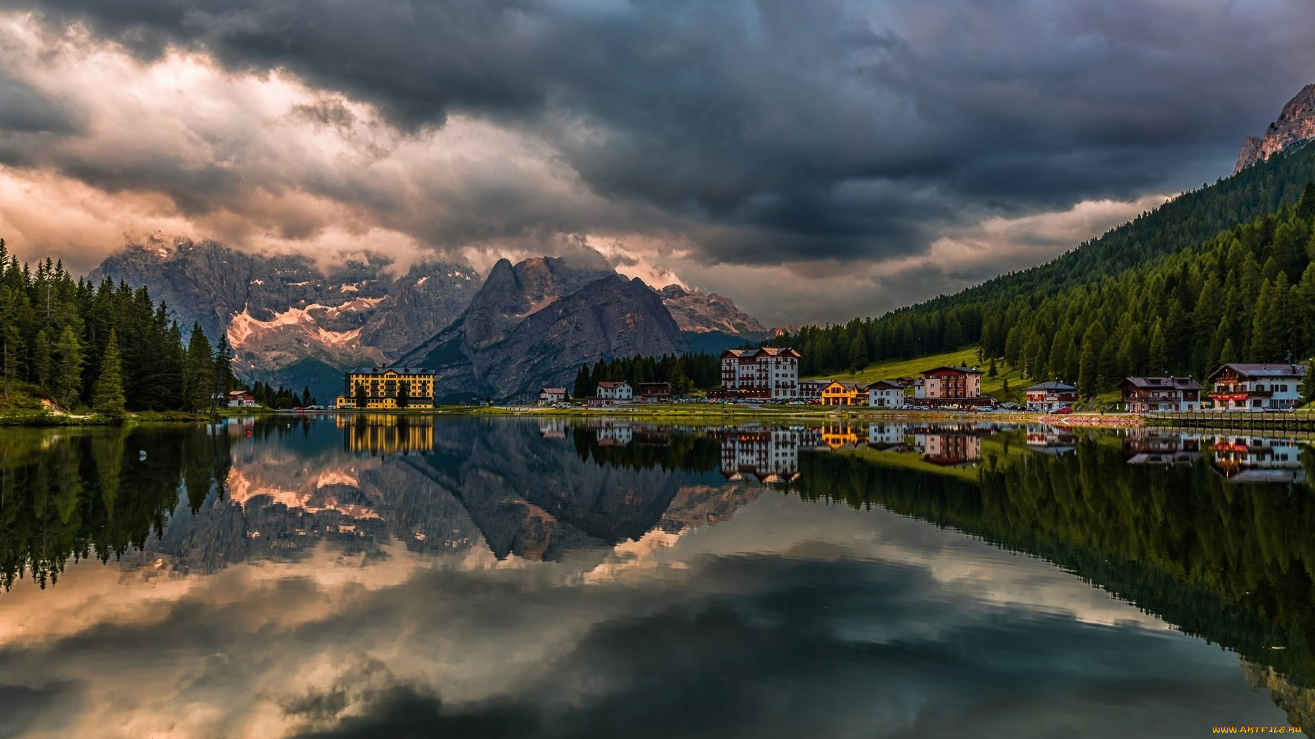 grand, hotel, misurina, misurina, lake, italy, города, -, пейзажи, grand, hotel, misurina, lake