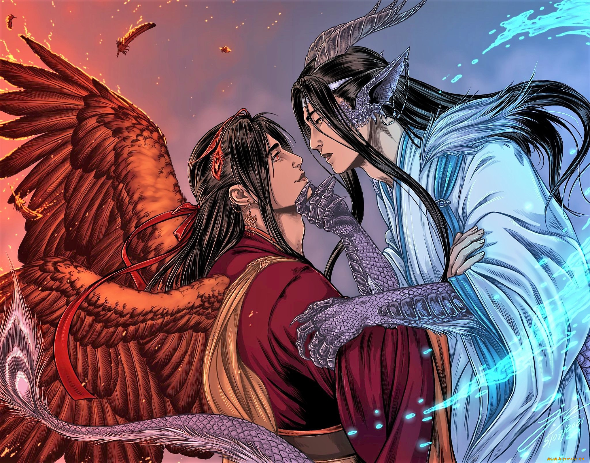 аниме, mo, dao, zu, shi, вэй, усянь, лань, ванцзи, феникс, дракон