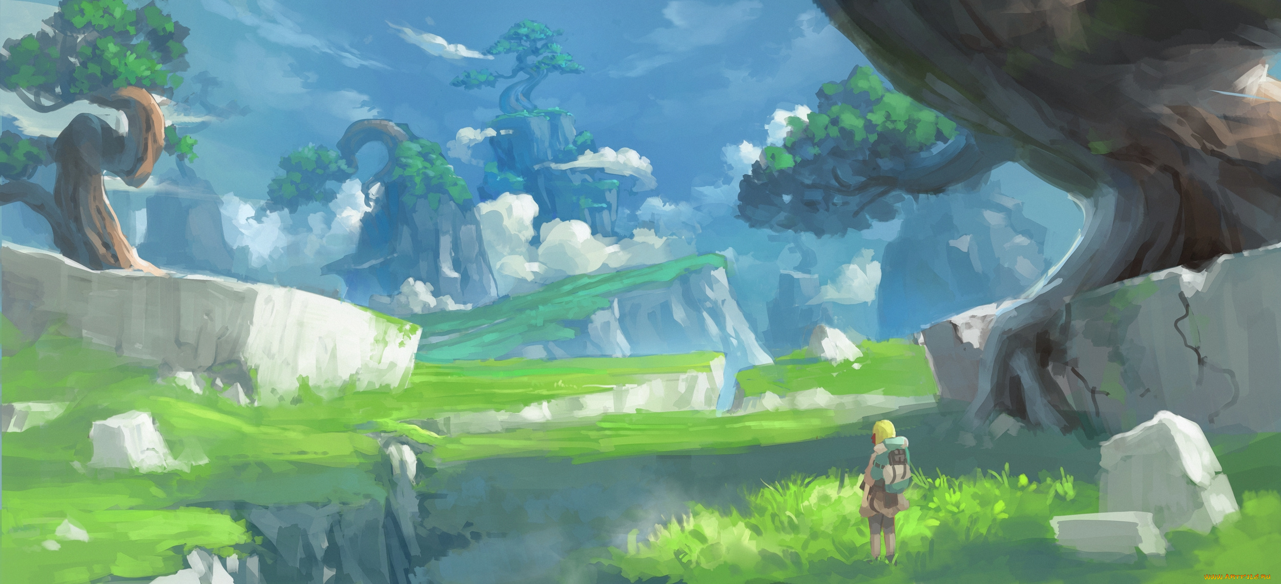 аниме, пейзажи, , природа, девушка