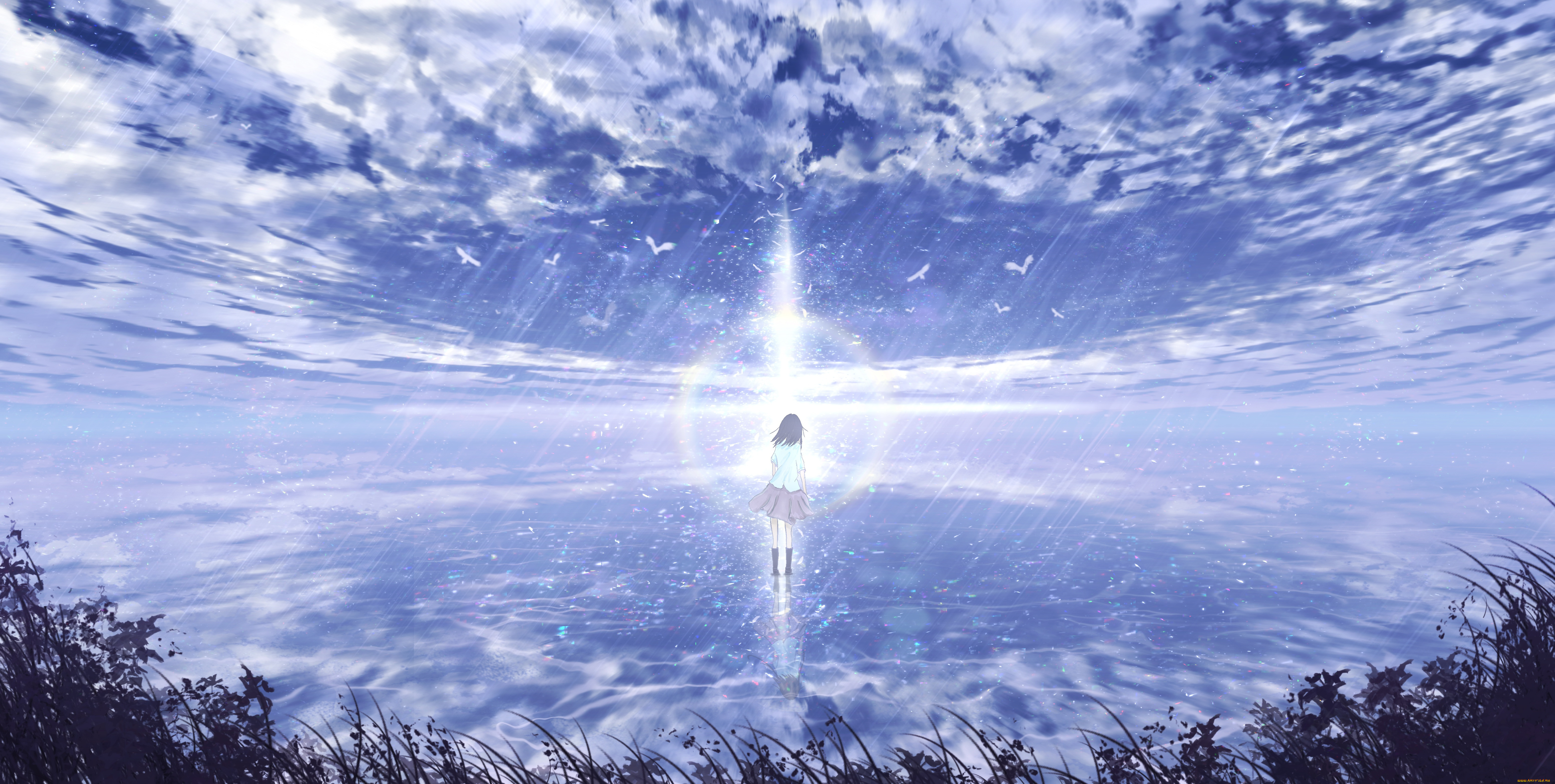 аниме, пейзажи, , природа, девушка