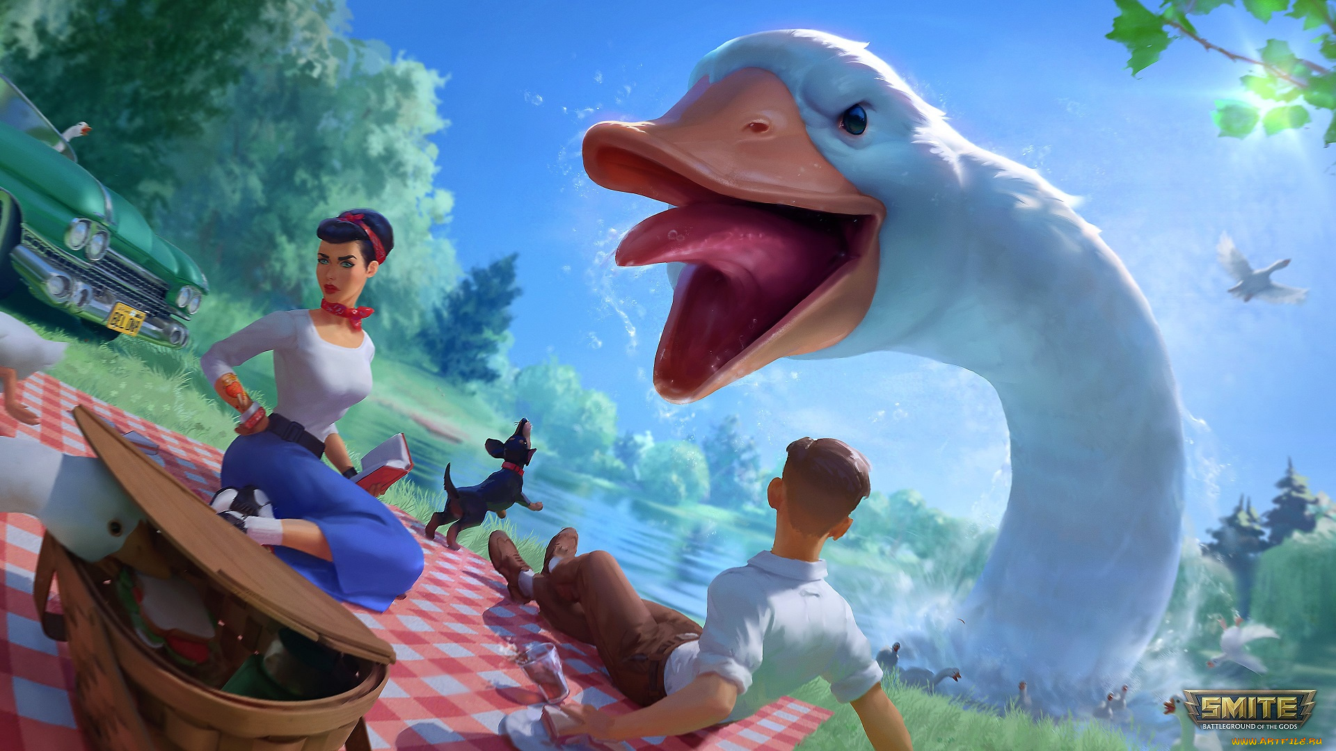 видео, игры, smite, гуси, пикник, семья