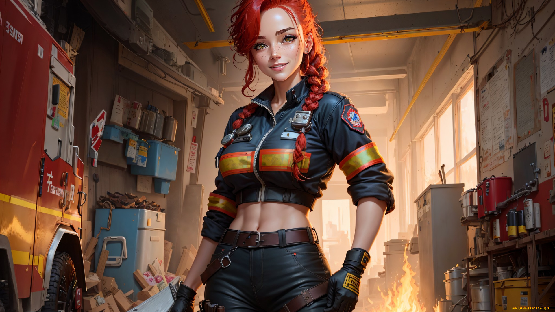 рисованное, люди, нейросети, графика, нейроарт, ai, art, нейронные, сети, рисунки, нейро, искусство, девушка, пожарная