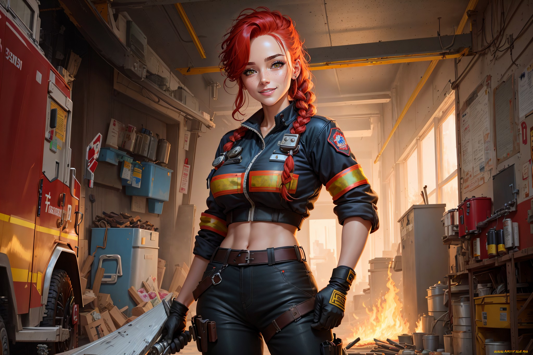 рисованное, люди, нейросети, графика, нейроарт, ai, art, нейронные, сети, рисунки, нейро, искусство, девушка, пожарная