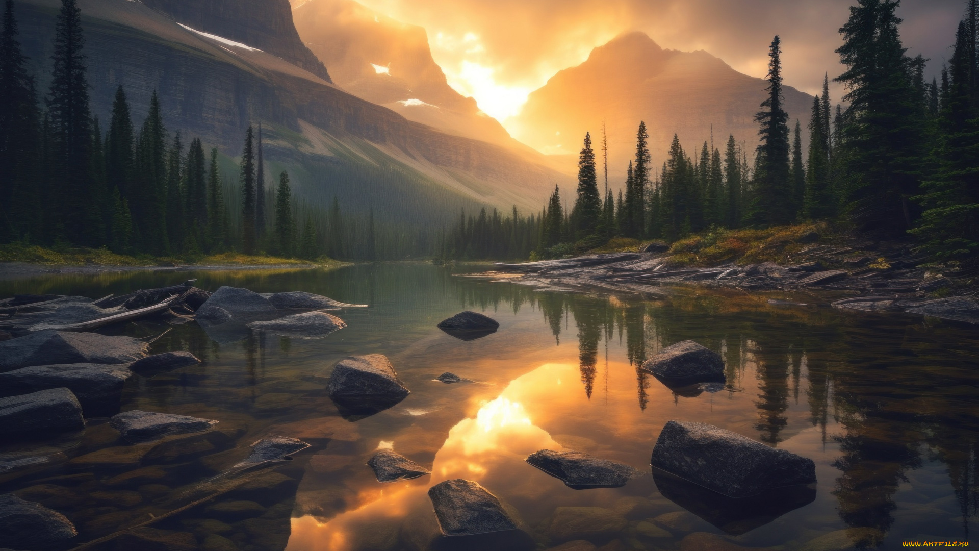 рисованное, природа, пейзаж