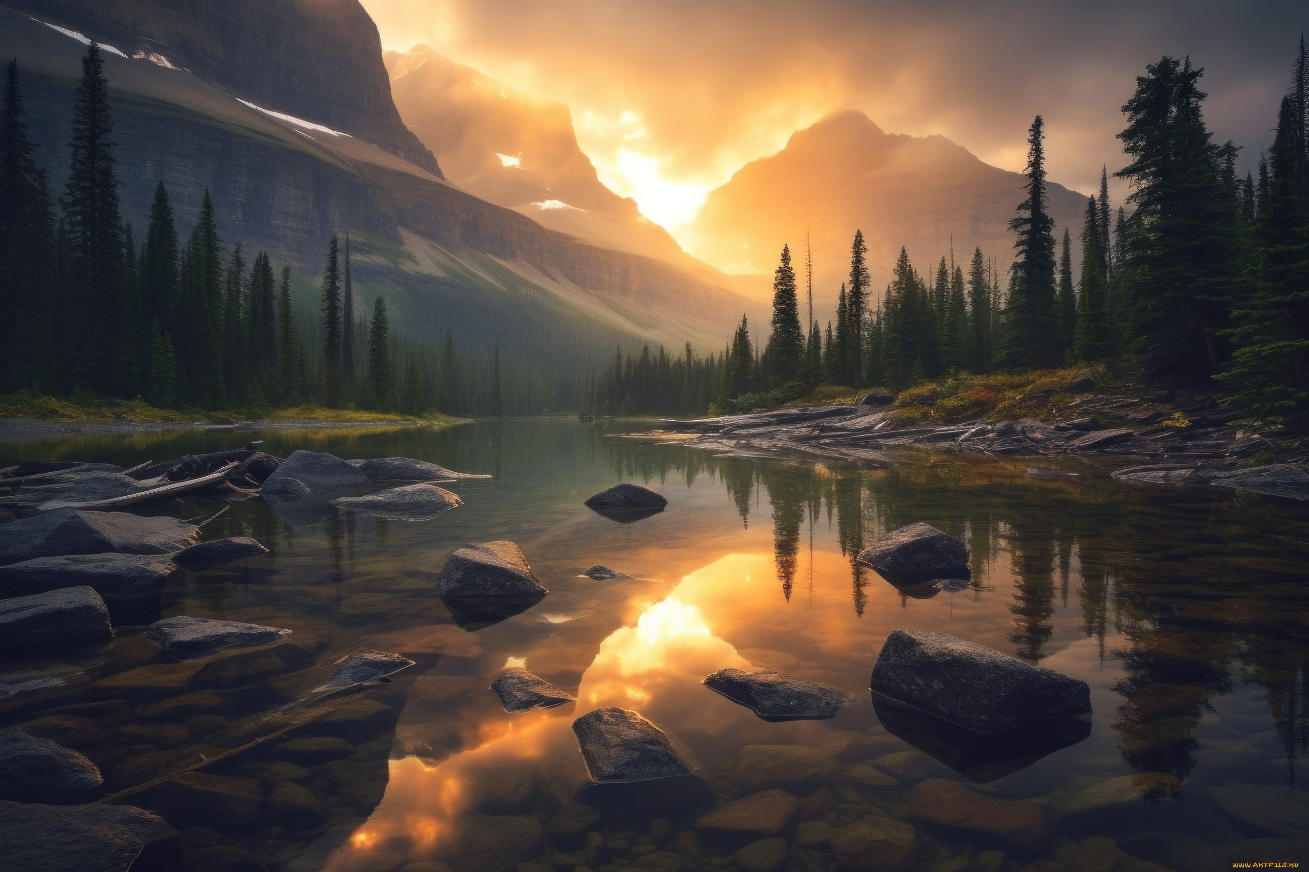 рисованное, природа, пейзаж