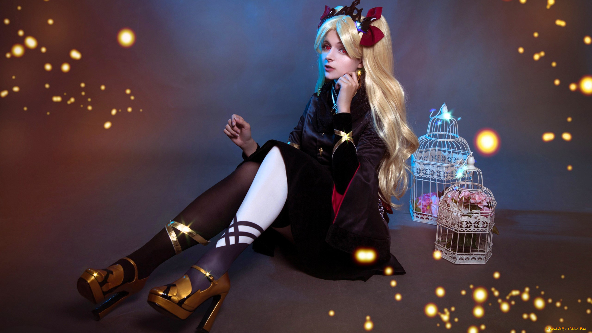 девушки, mari, aisu, образ, костюм, косплей, клетки, наряд, искры