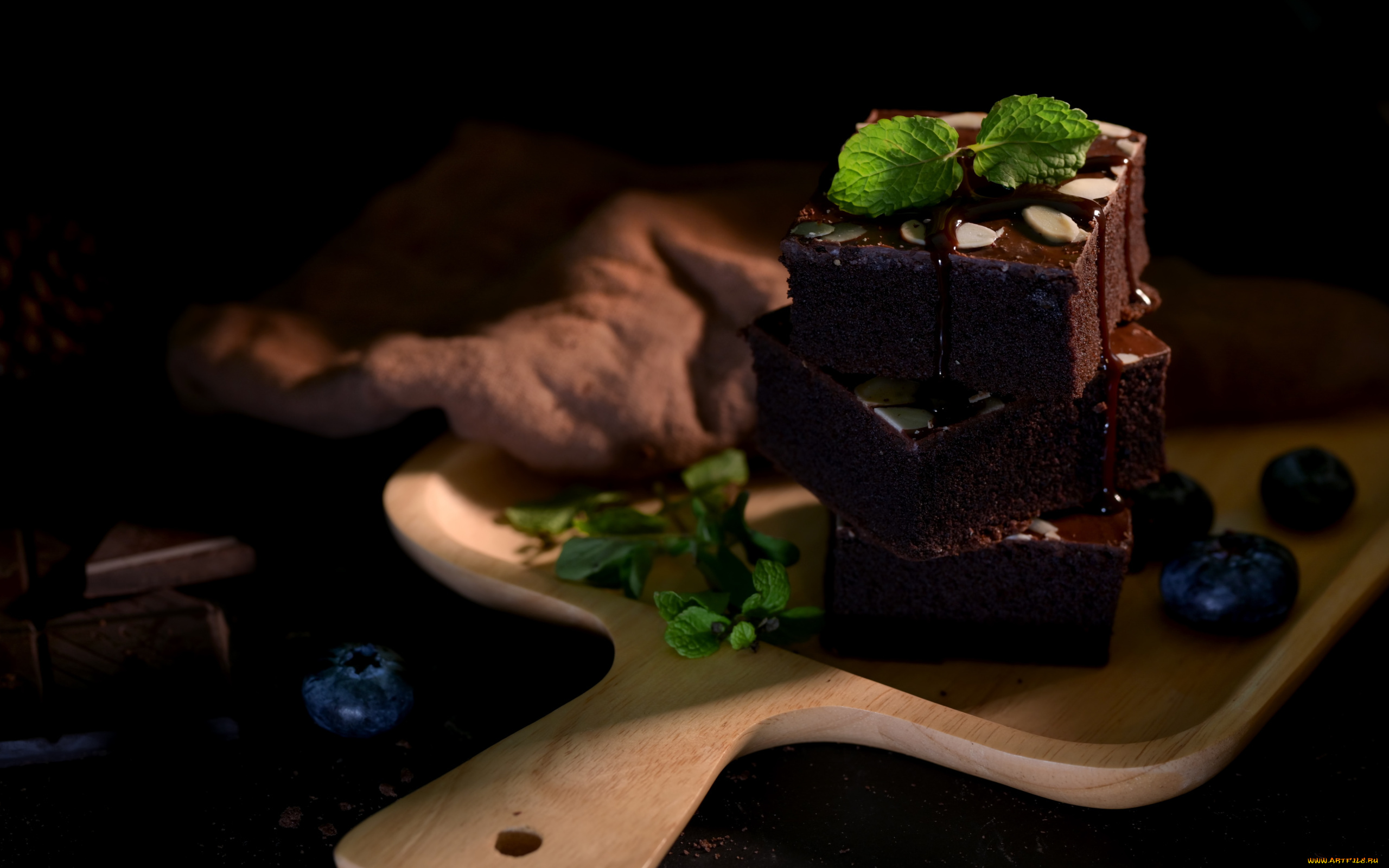 еда, пирожные, , кексы, , печенье, мята, шоколадные, брауни