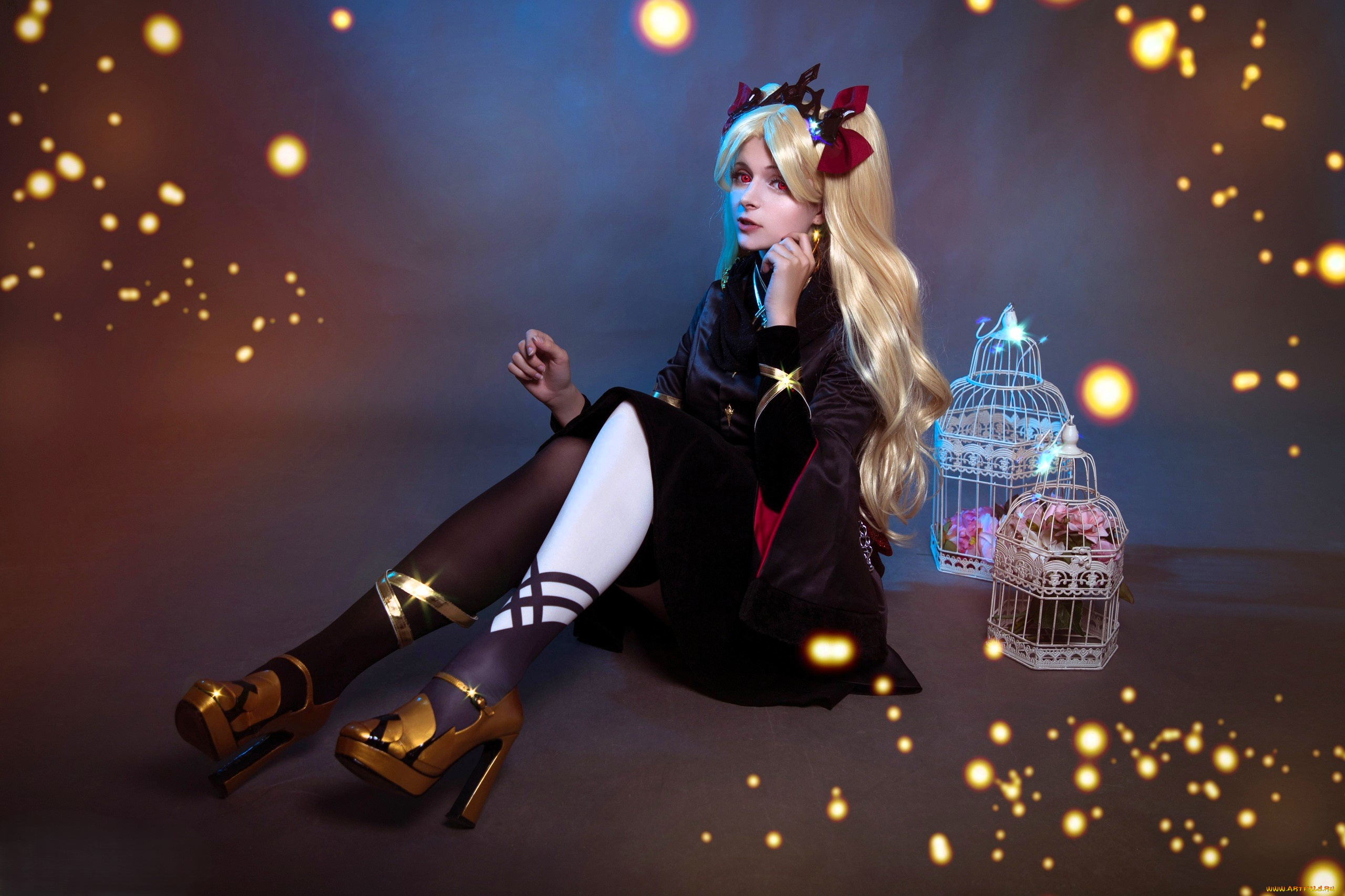 девушки, mari, aisu, образ, костюм, косплей, клетки, наряд, искры