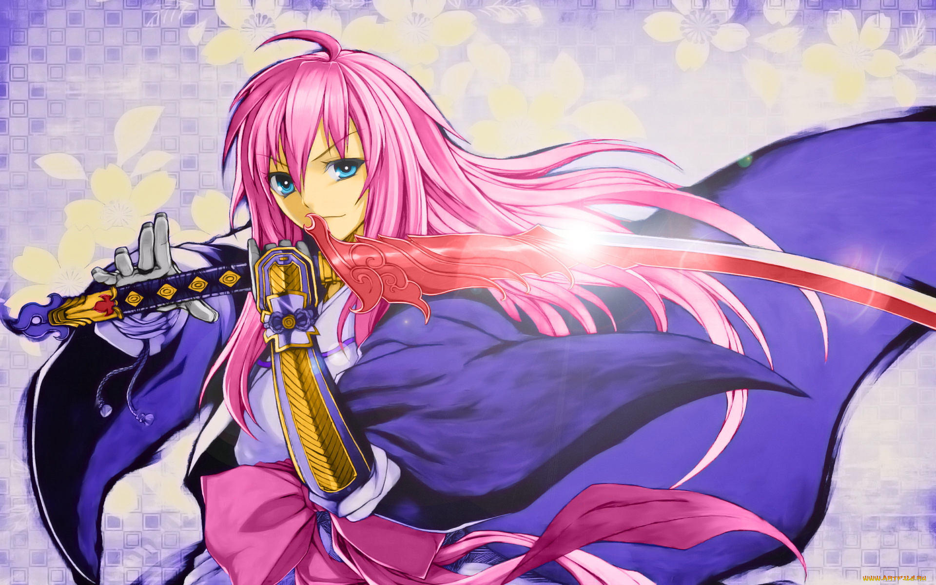 аниме, weapon, blood, technology, девушка, сабля