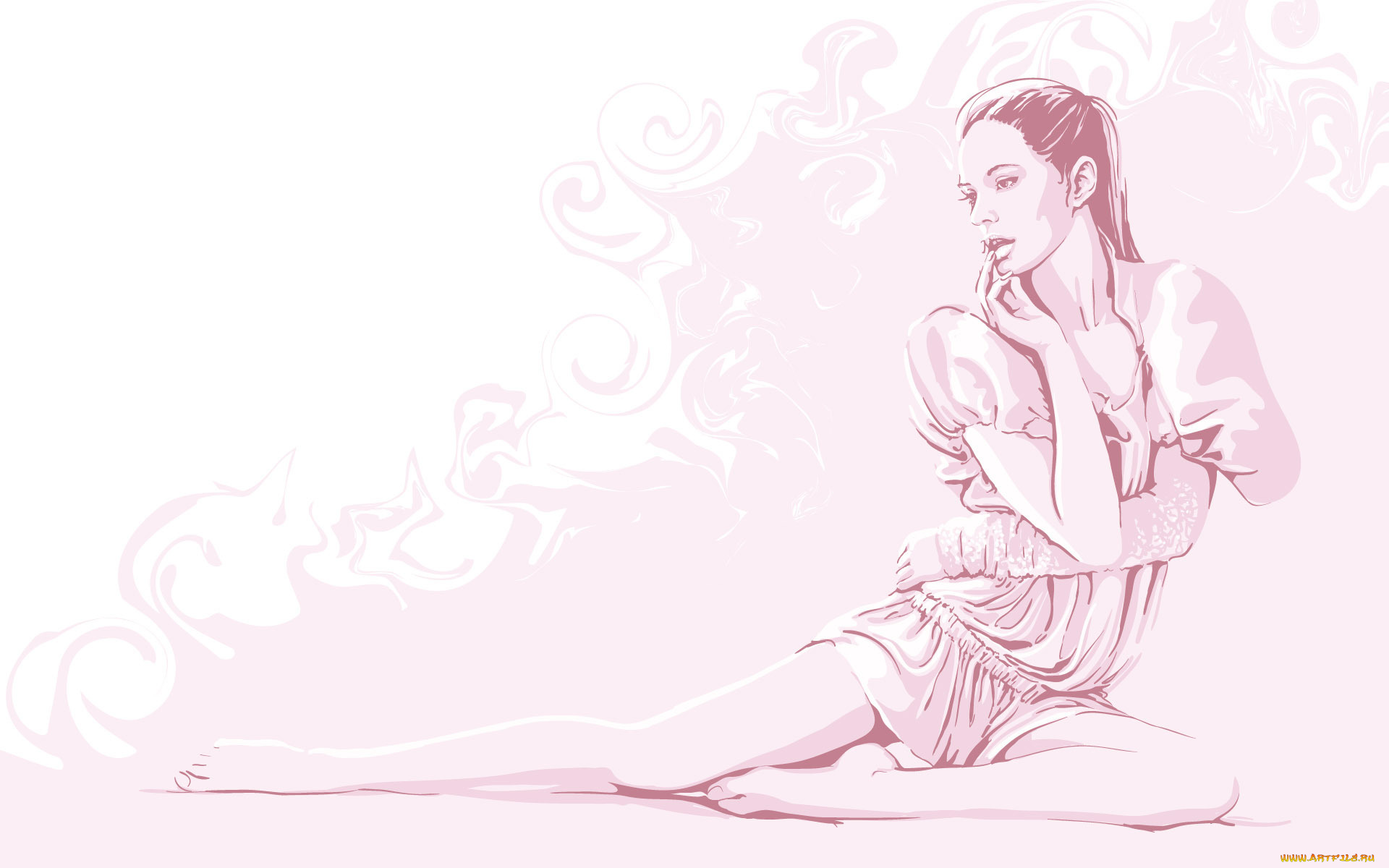 векторная, графика, девушка