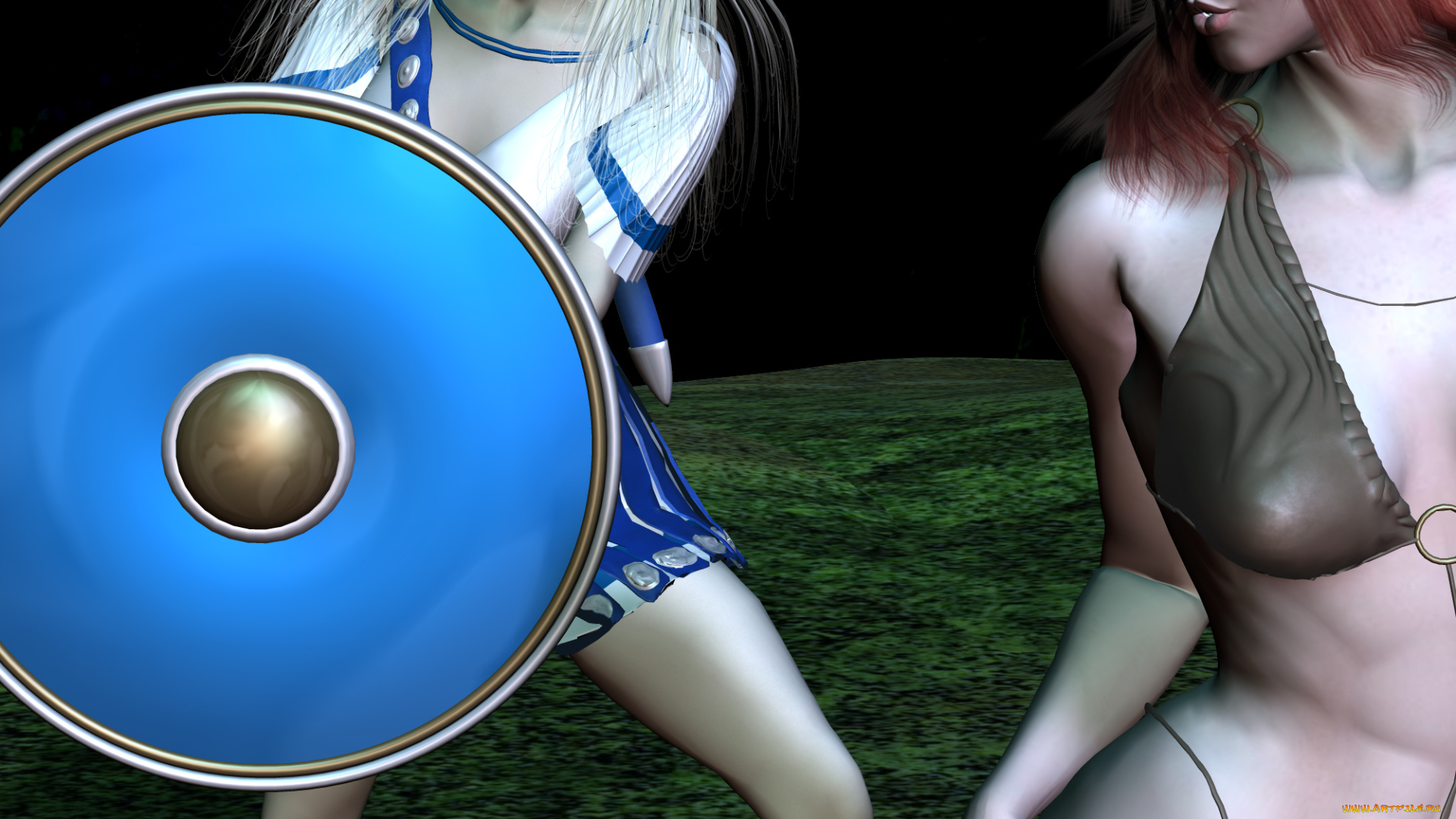 3д, графика, fantasy, фантазия, девушки, щит