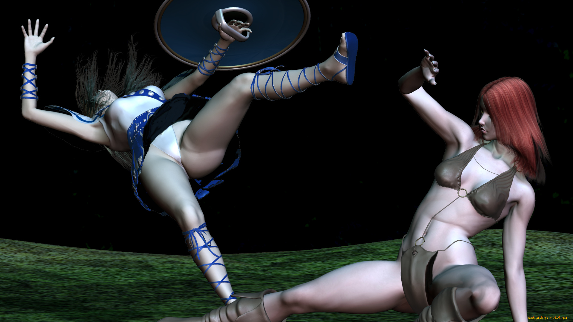 3д, графика, fantasy, фантазия, драка, девушки