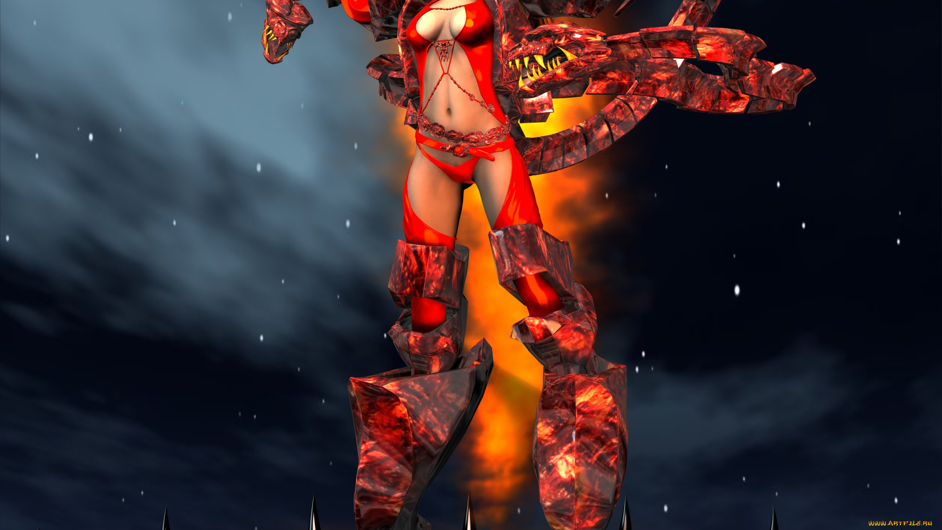 3д, графика, fantasy, фантазия, змеи, девушка