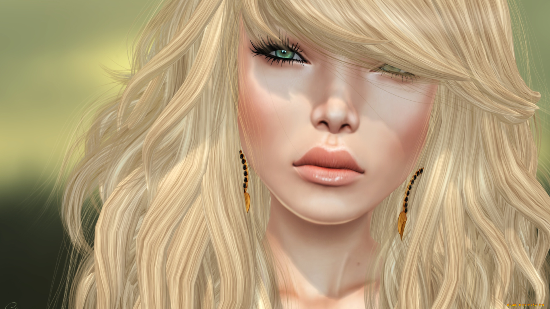 3д, графика, portraits, портрет, блондинка