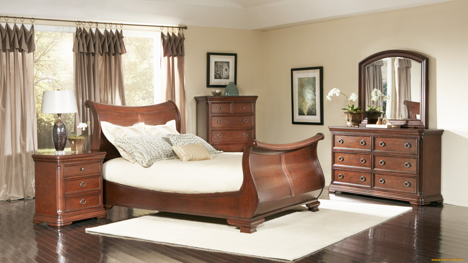 интерьер, спальня, кровать, подушки