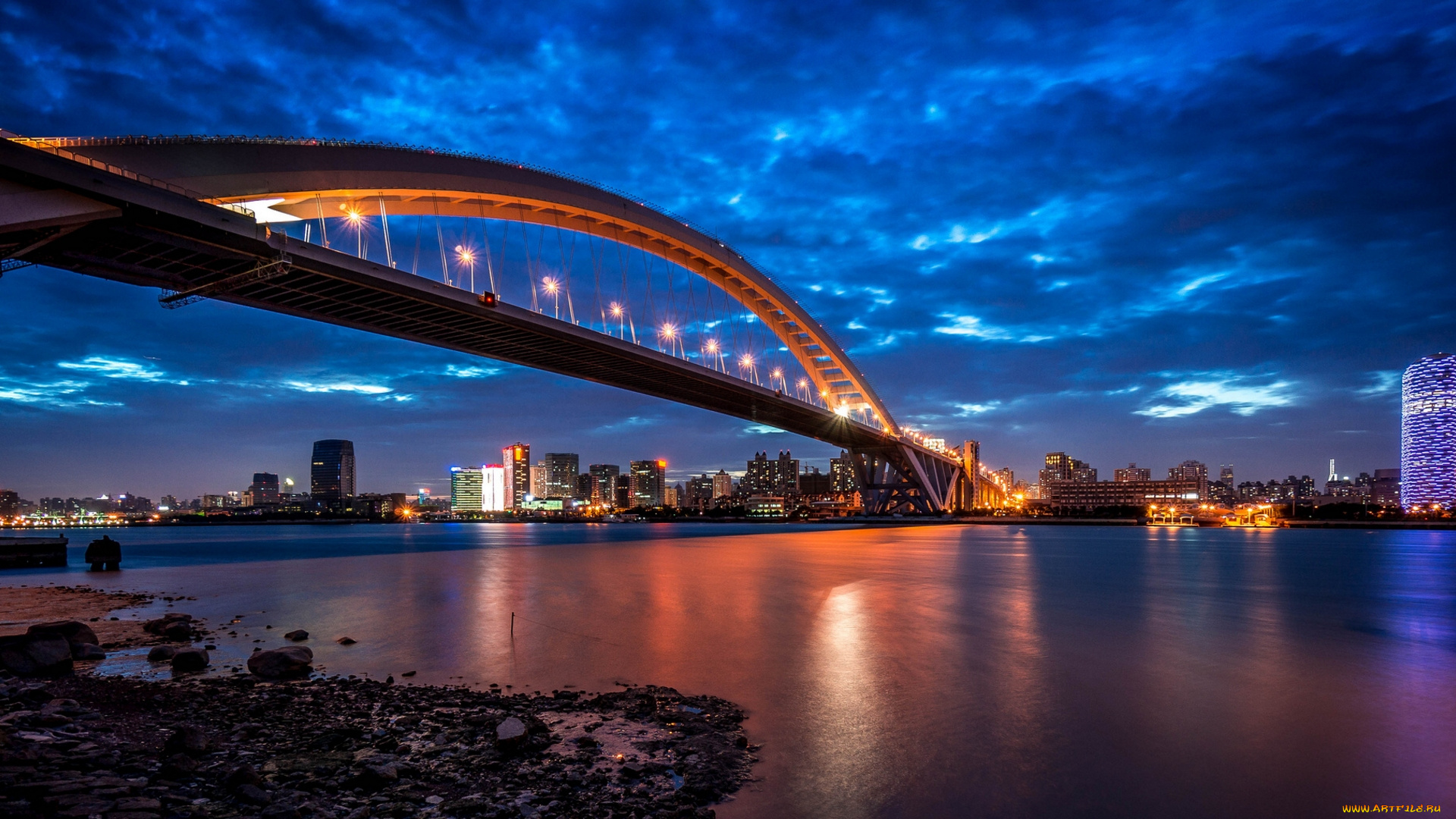 lupu, bridge, shanghai, china, города, шанхай, китай, huangpu, river, мост, лупу, река, хуанпу, ночной, город