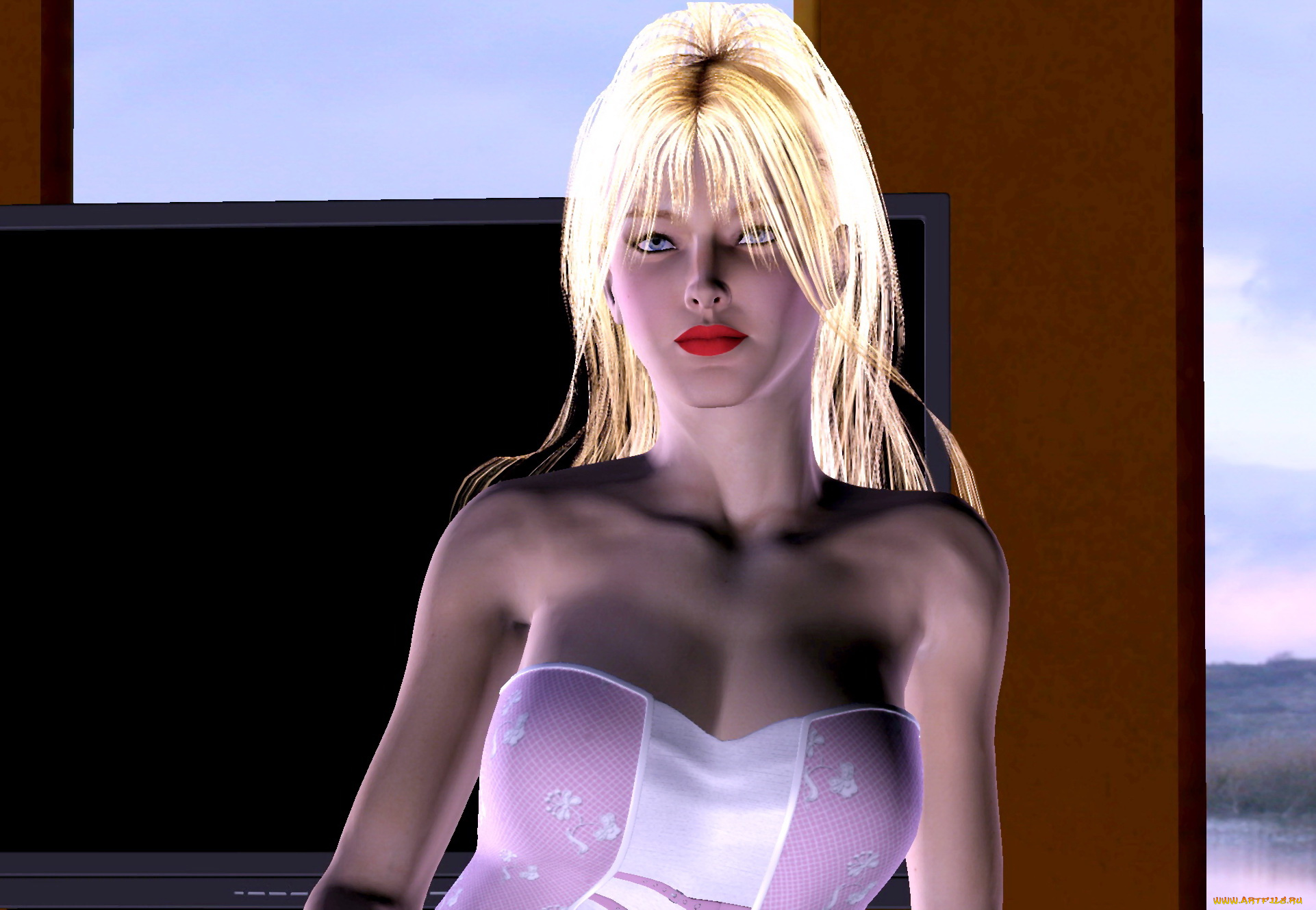 3д, графика, people, люди, девушка, взгляд, блондинка