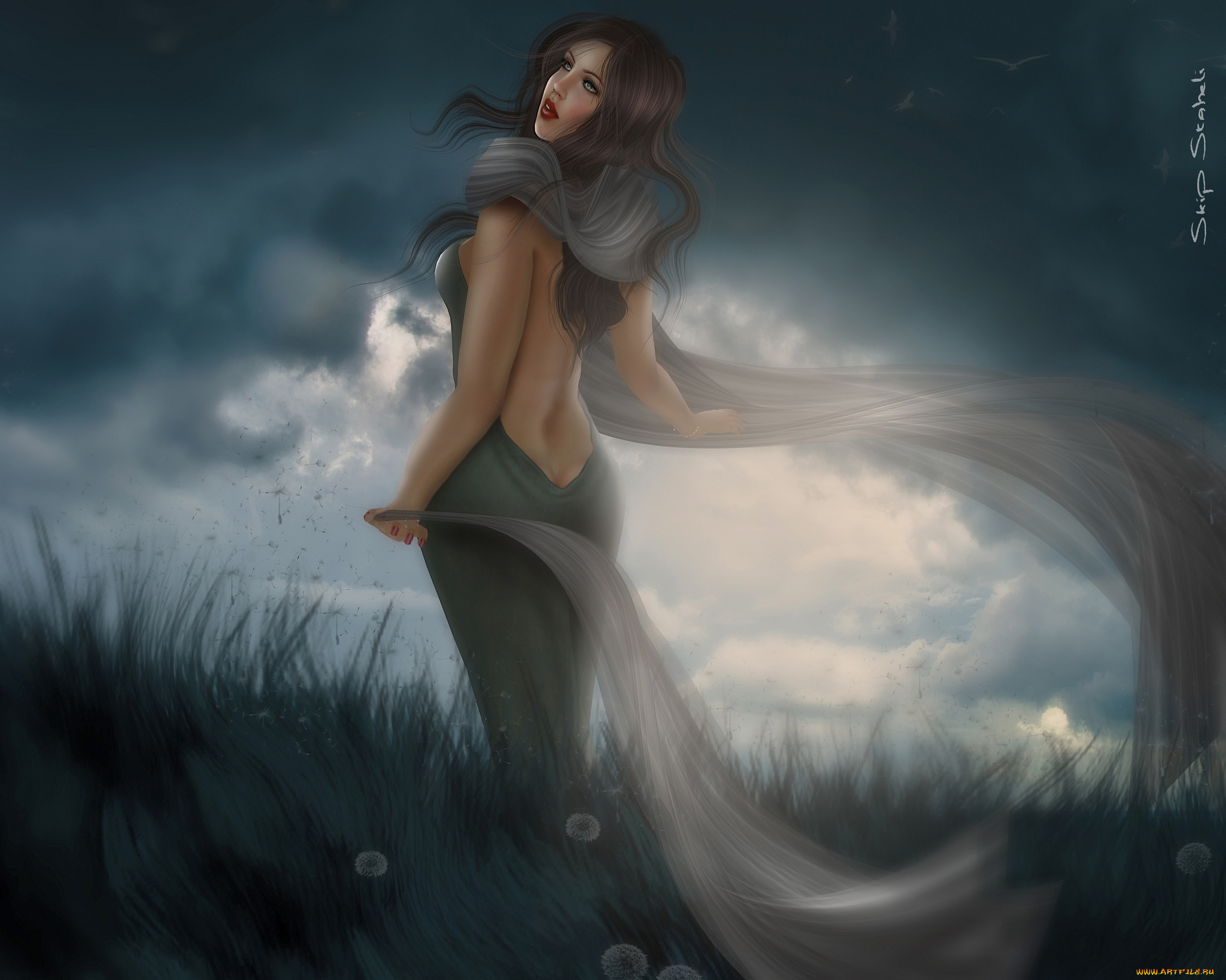 3д, графика, people, люди, платье, девушка