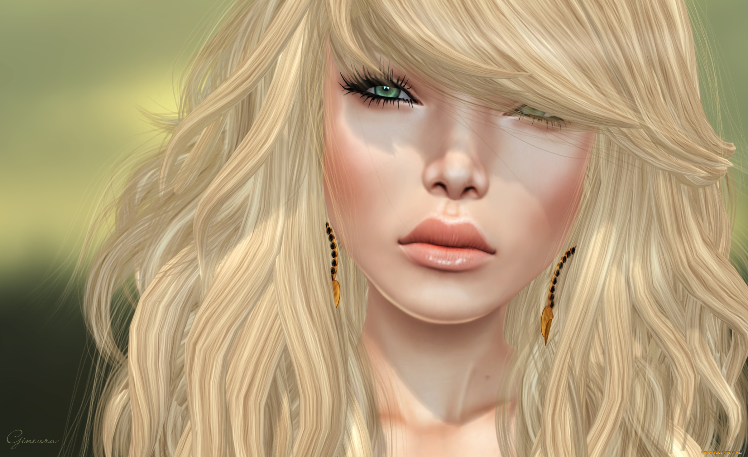 3д, графика, portraits, портрет, блондинка
