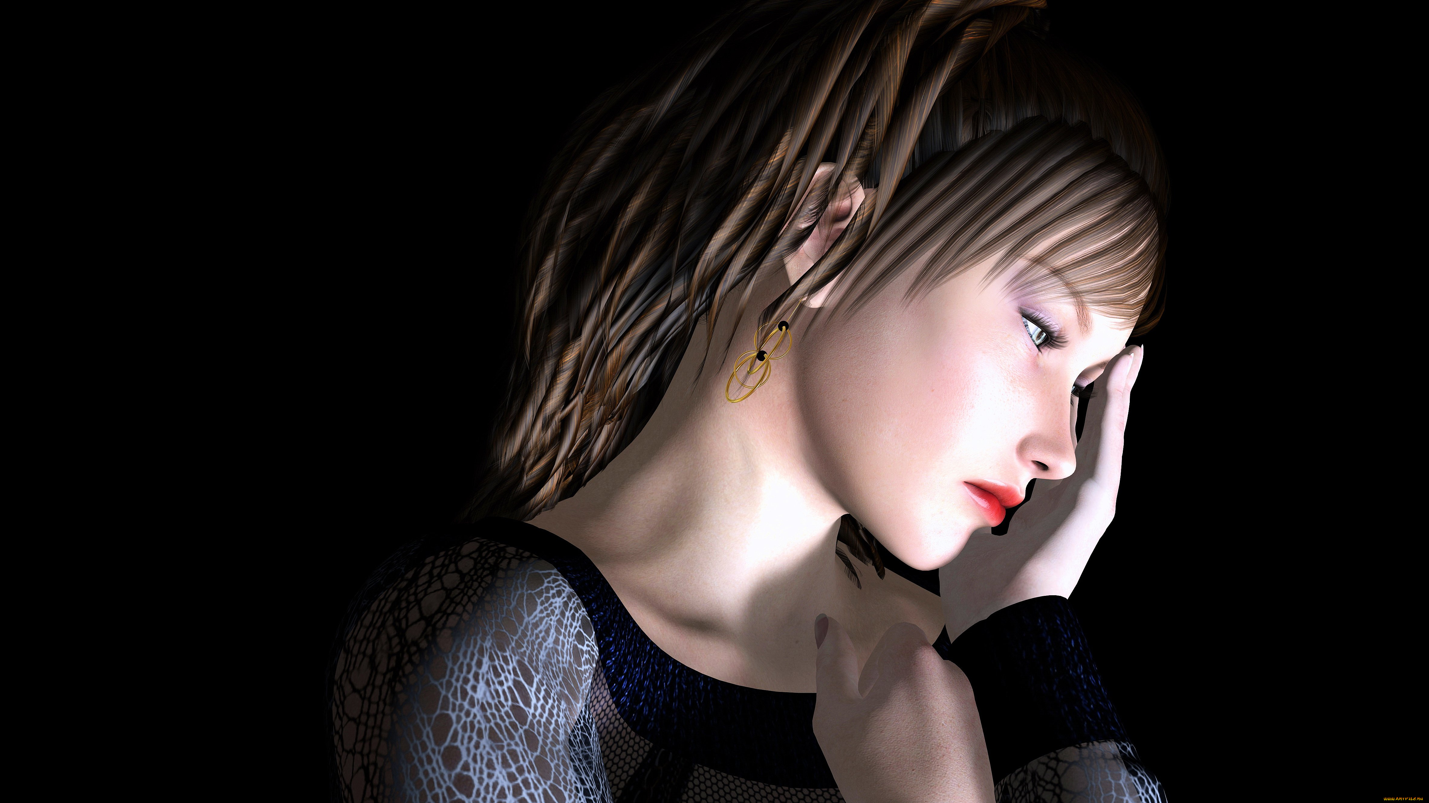 3д, графика, portraits, портрет, лицо, девушка