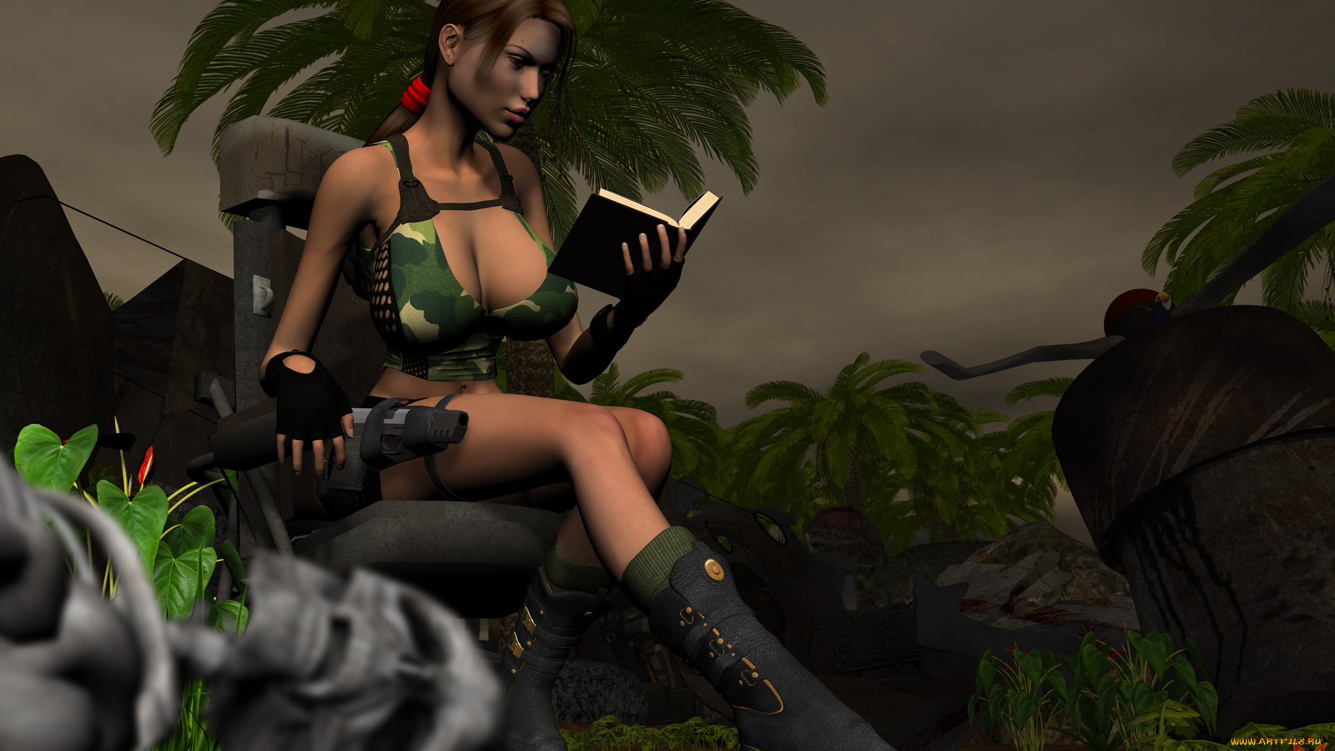 3д, графика, фантазия, , fantasy, девушка, взгляд, книга