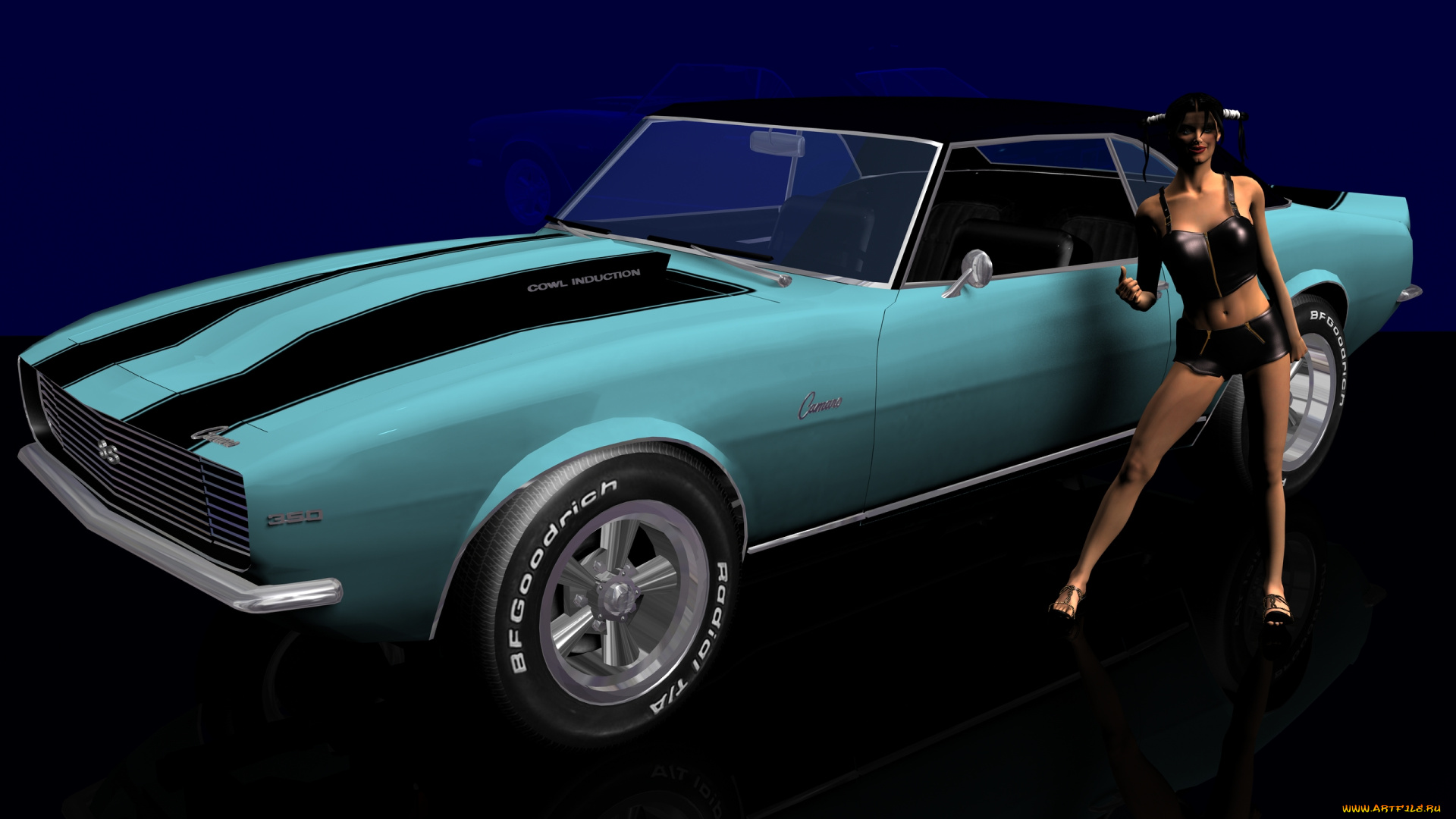 автомобили, 3d, car&girl, девушка, автомобиль, взгляд