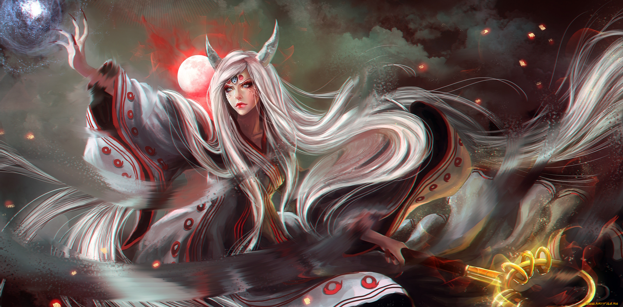 аниме, naruto, маг, девушка, магия