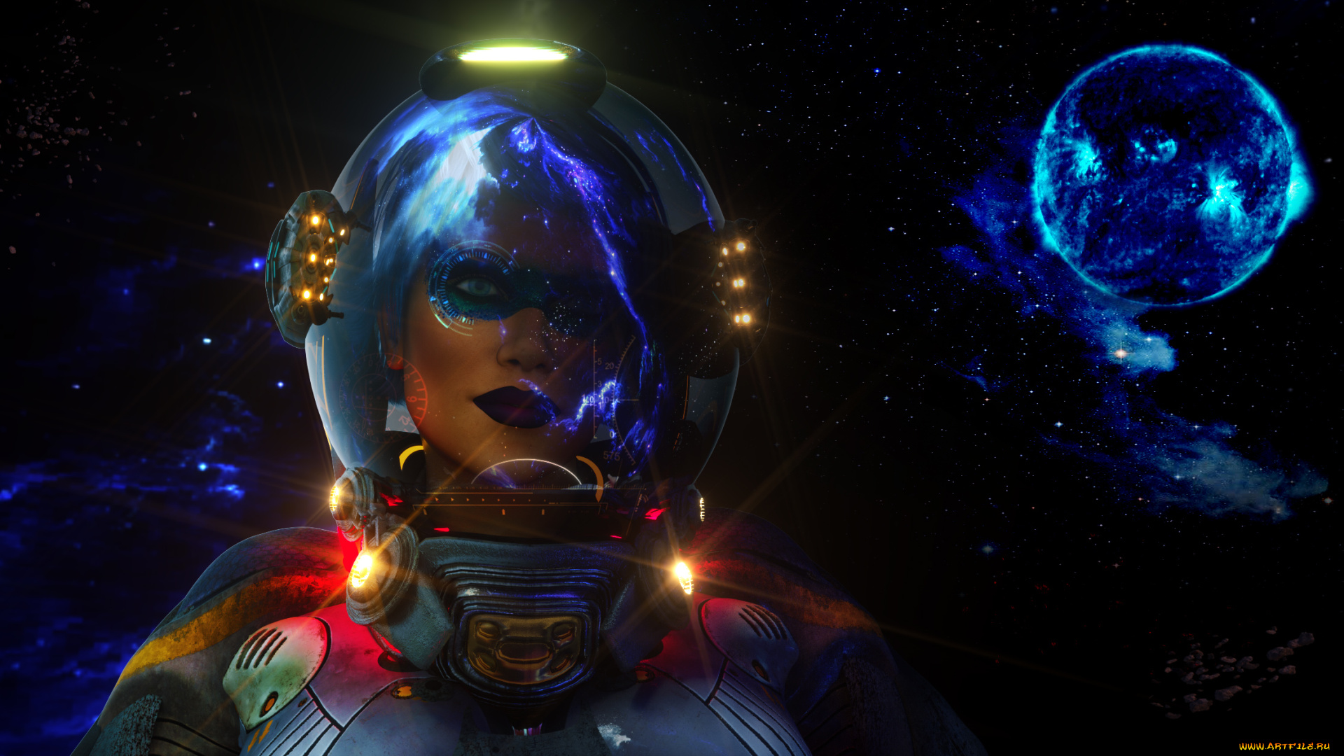 3д, графика, фантазия, , fantasy, фон, взгляд, девушка