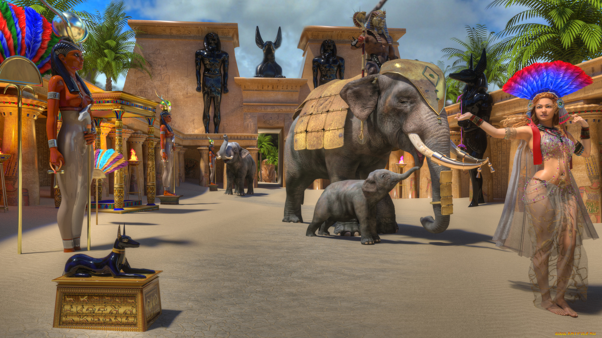 3д, графика, история, , history, слон, фон, взгляд, девушка