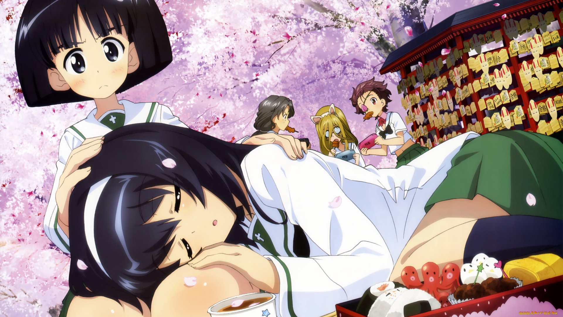 аниме, girls, und, panzer, фон, девушки, взгляд