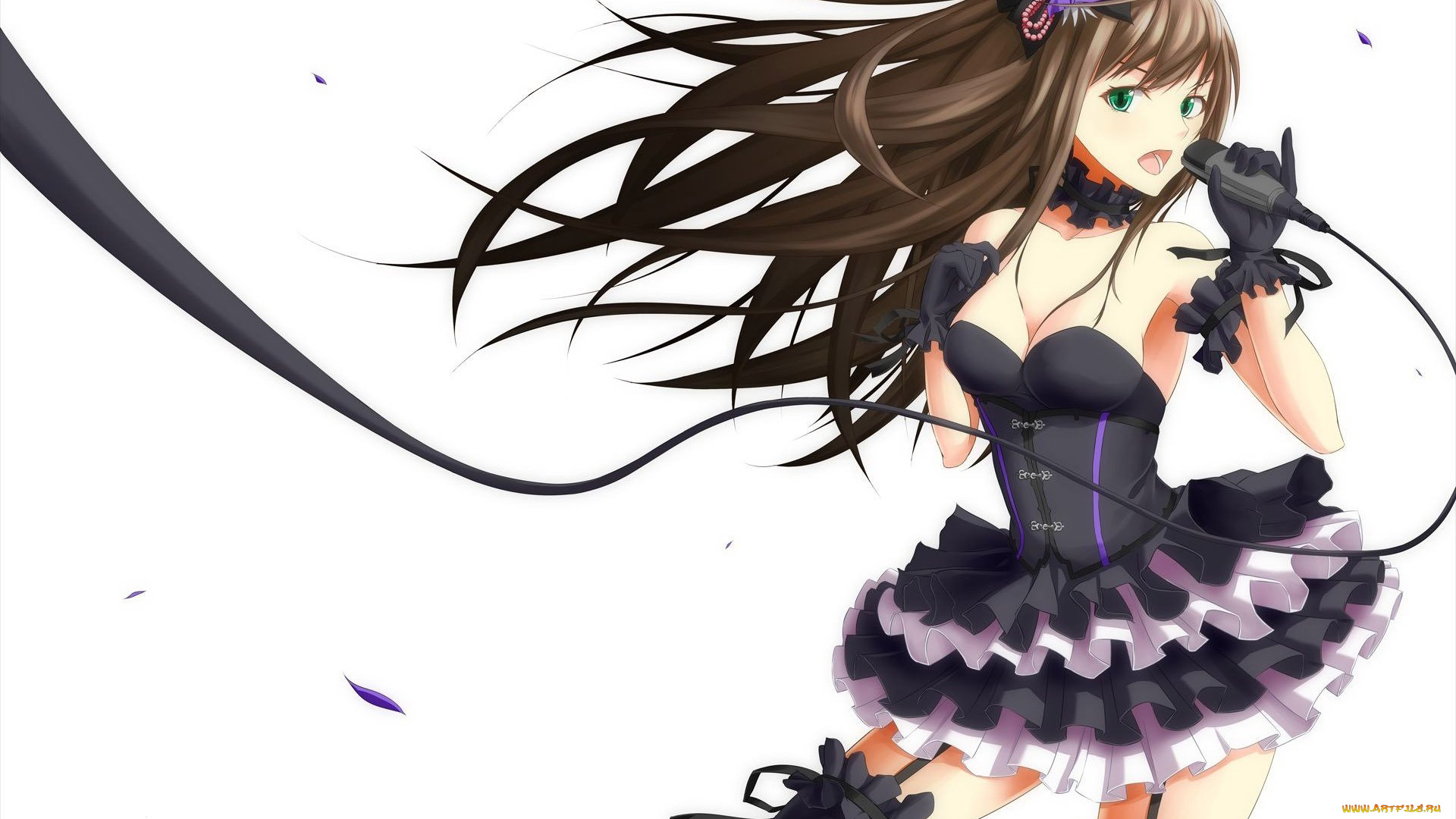 аниме, idolm@ster, фон, взгляд, девушка, микрофон