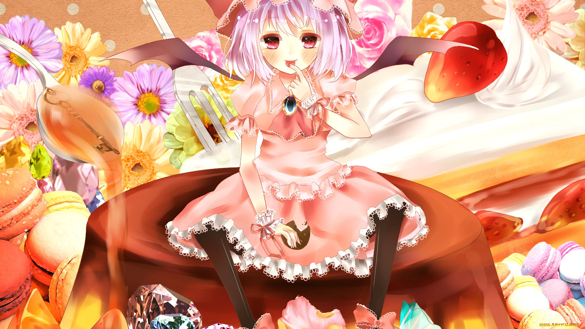 аниме, touhou, девушка, взгляд, фон