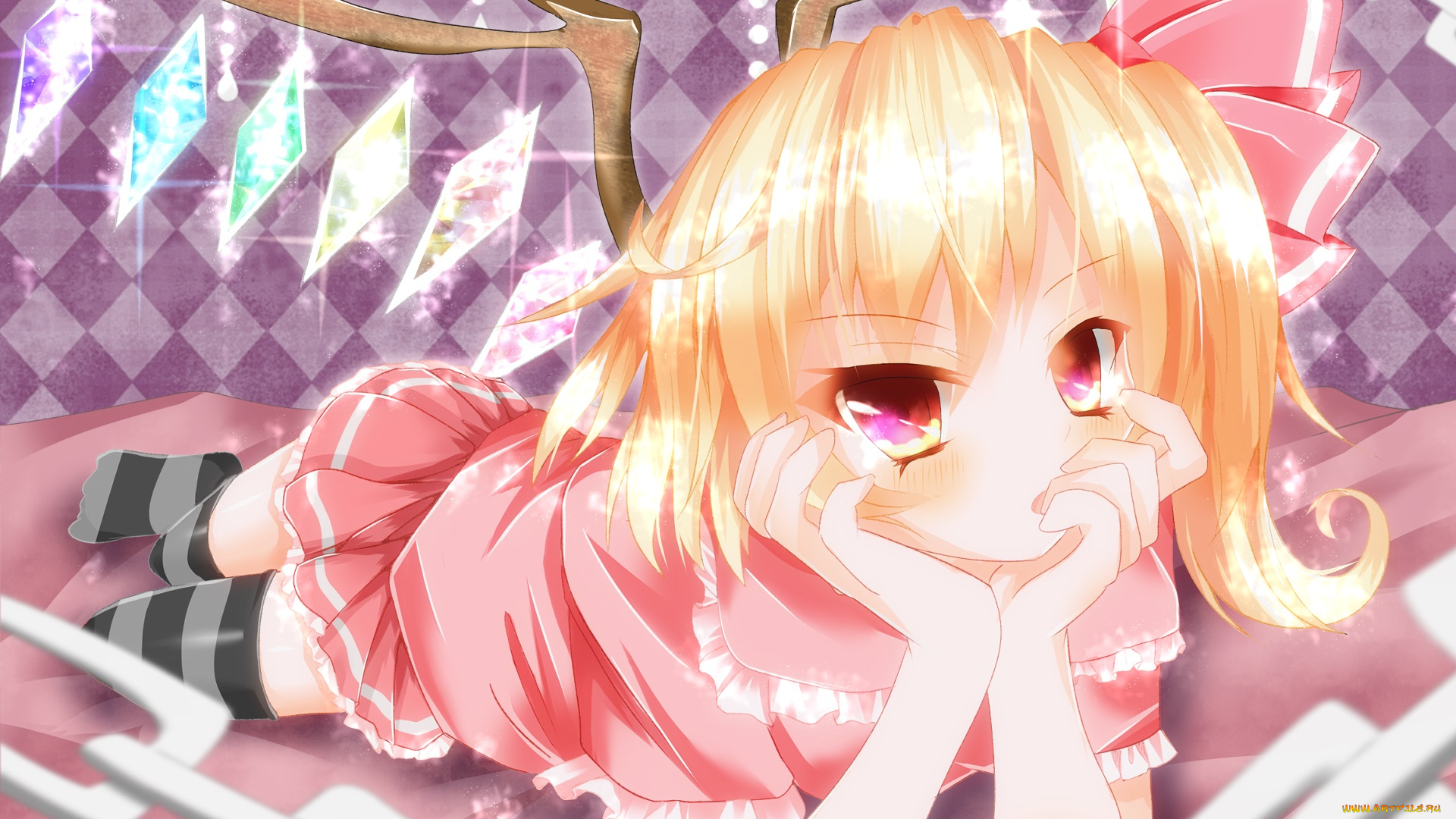 аниме, touhou, фон, взгляд, девушка