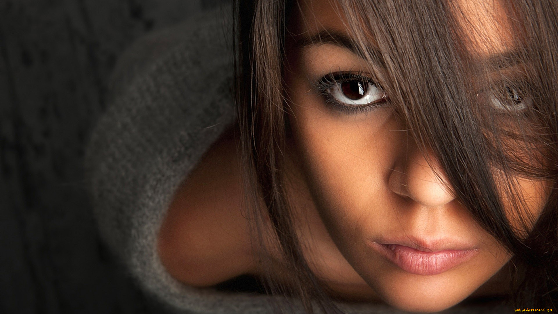 девушки, -unsort, , лица, , портреты, свитер, взгляд, лицо, брюнетка