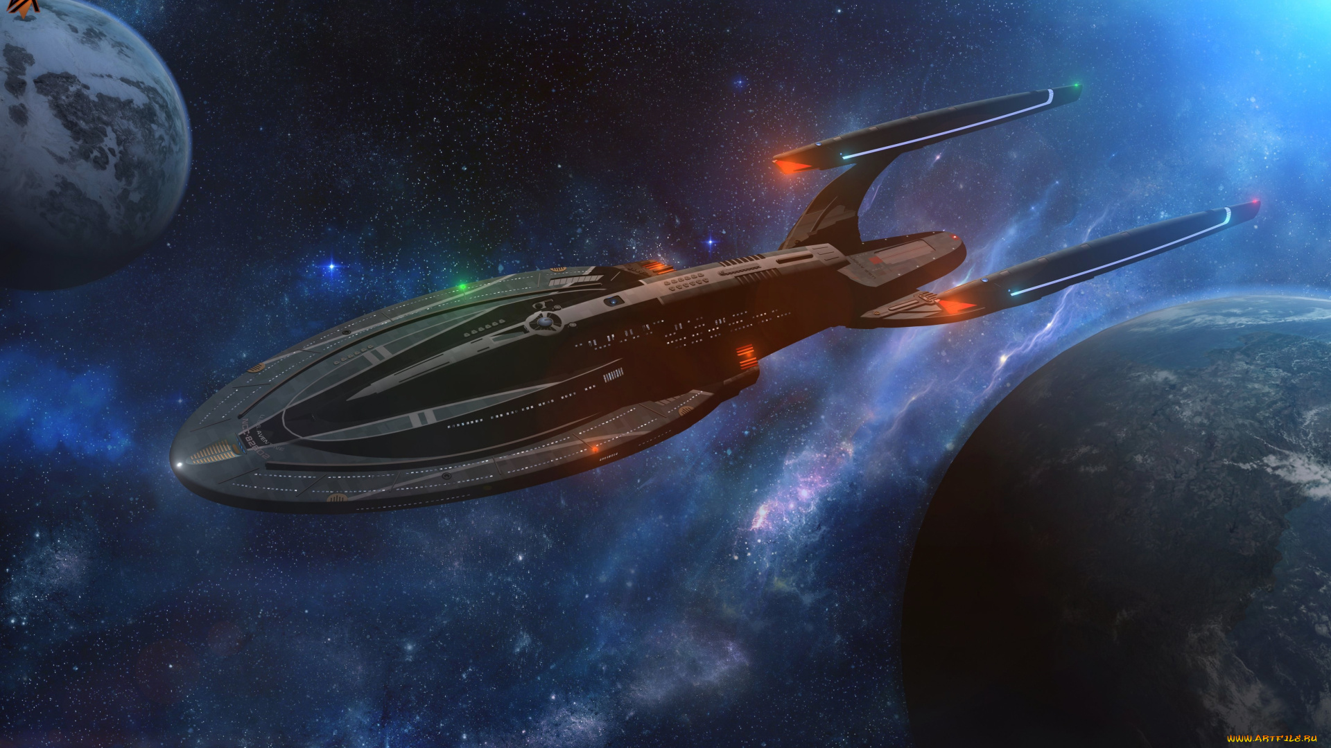 космос, арт, космический, корабль, полет, вселенная, планета