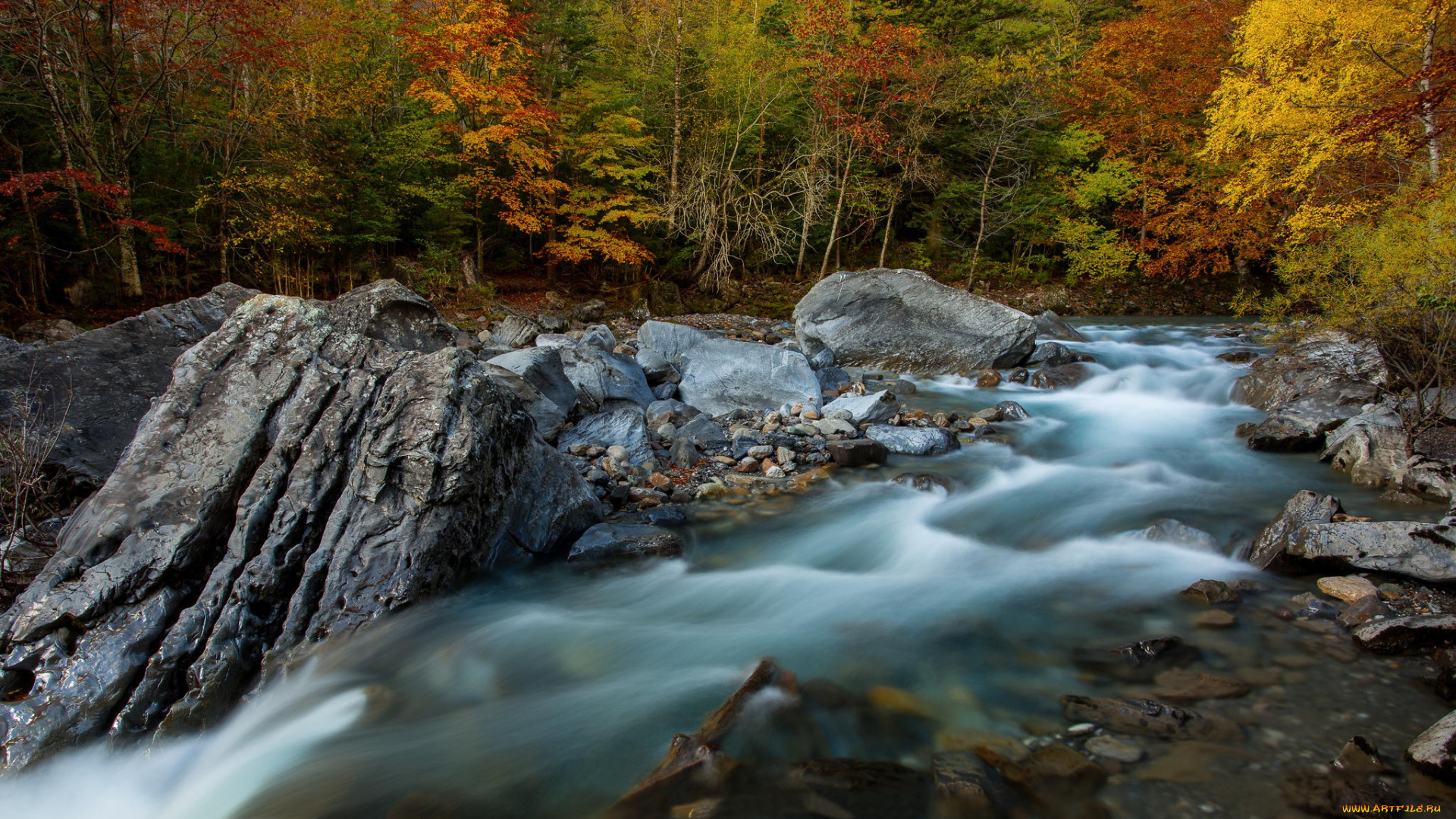 природа, реки, озера, провинция, уэска, испания, осень, скалы, национальный, парк, ордеса-и-монте-пердидо, потоки, река, лес