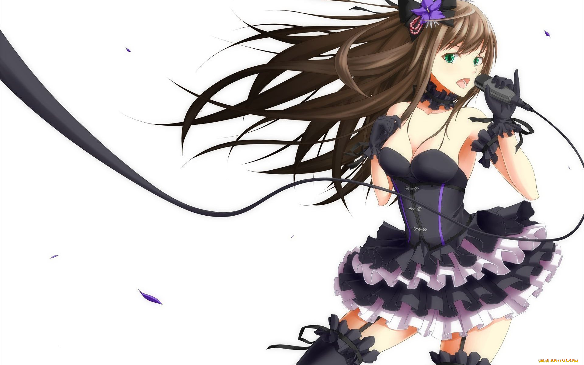 аниме, idolm@ster, фон, взгляд, девушка, микрофон