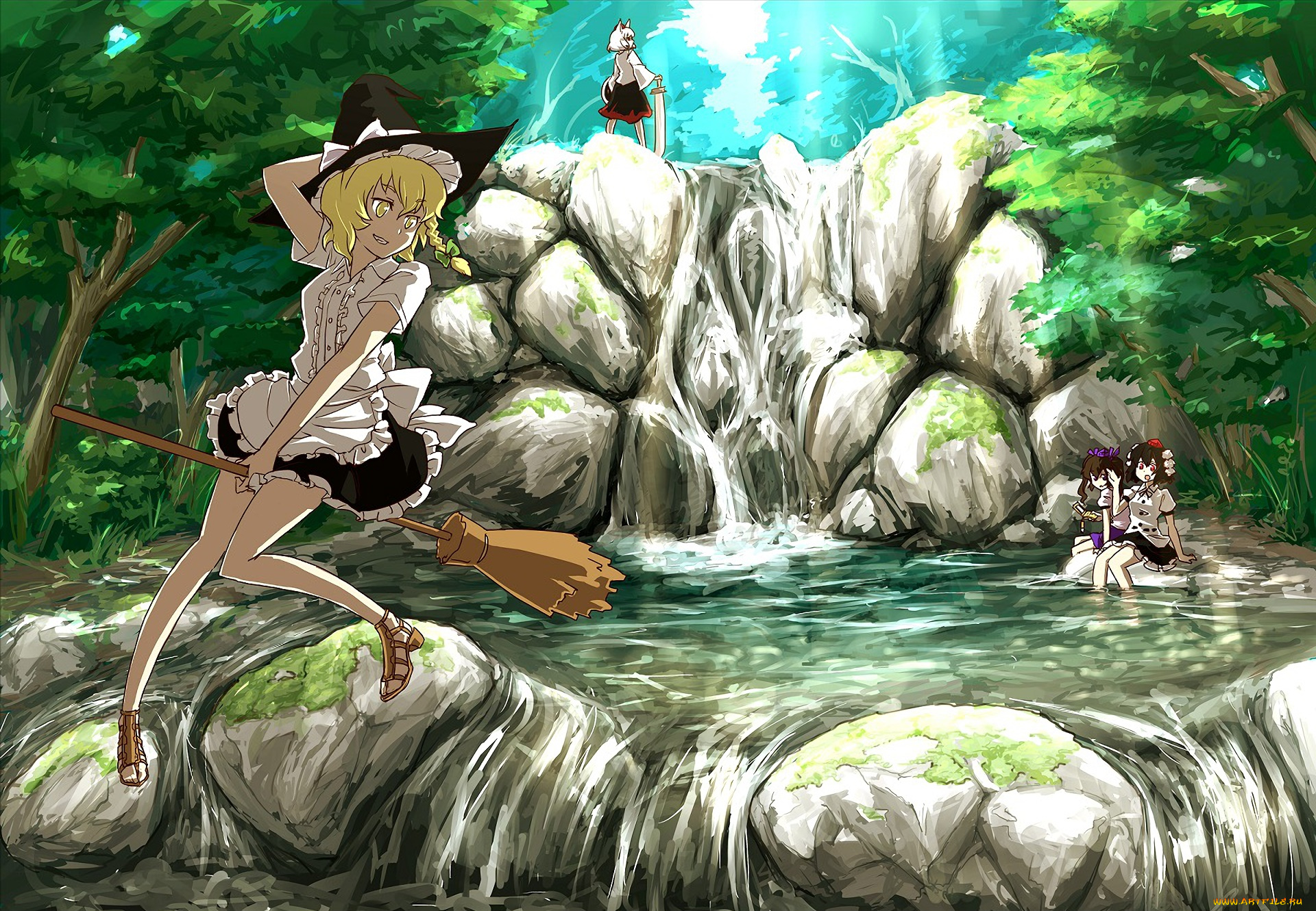 аниме, touhou, фон, взгляд, девушка