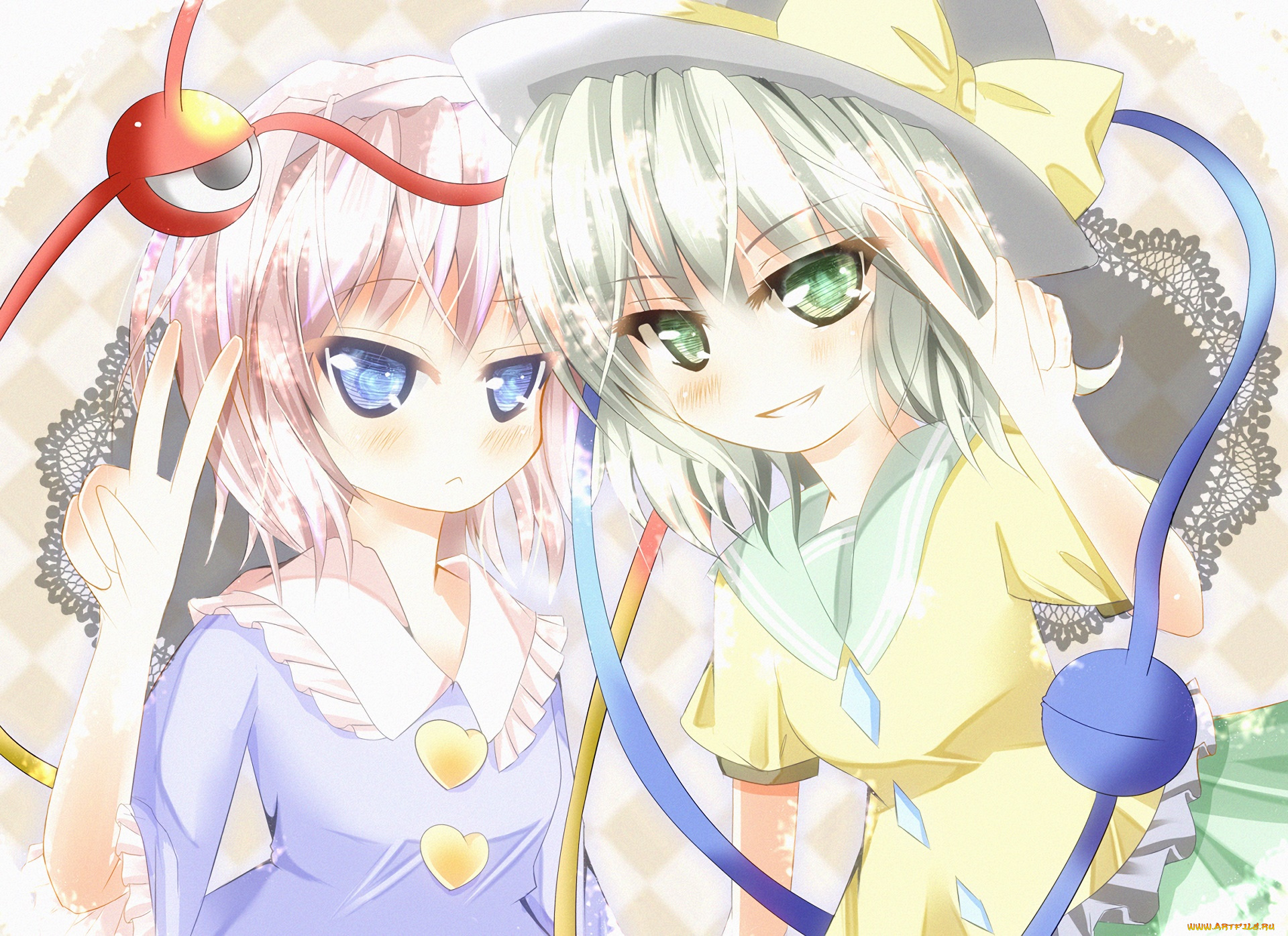 аниме, touhou, взгляд, девушки, фон