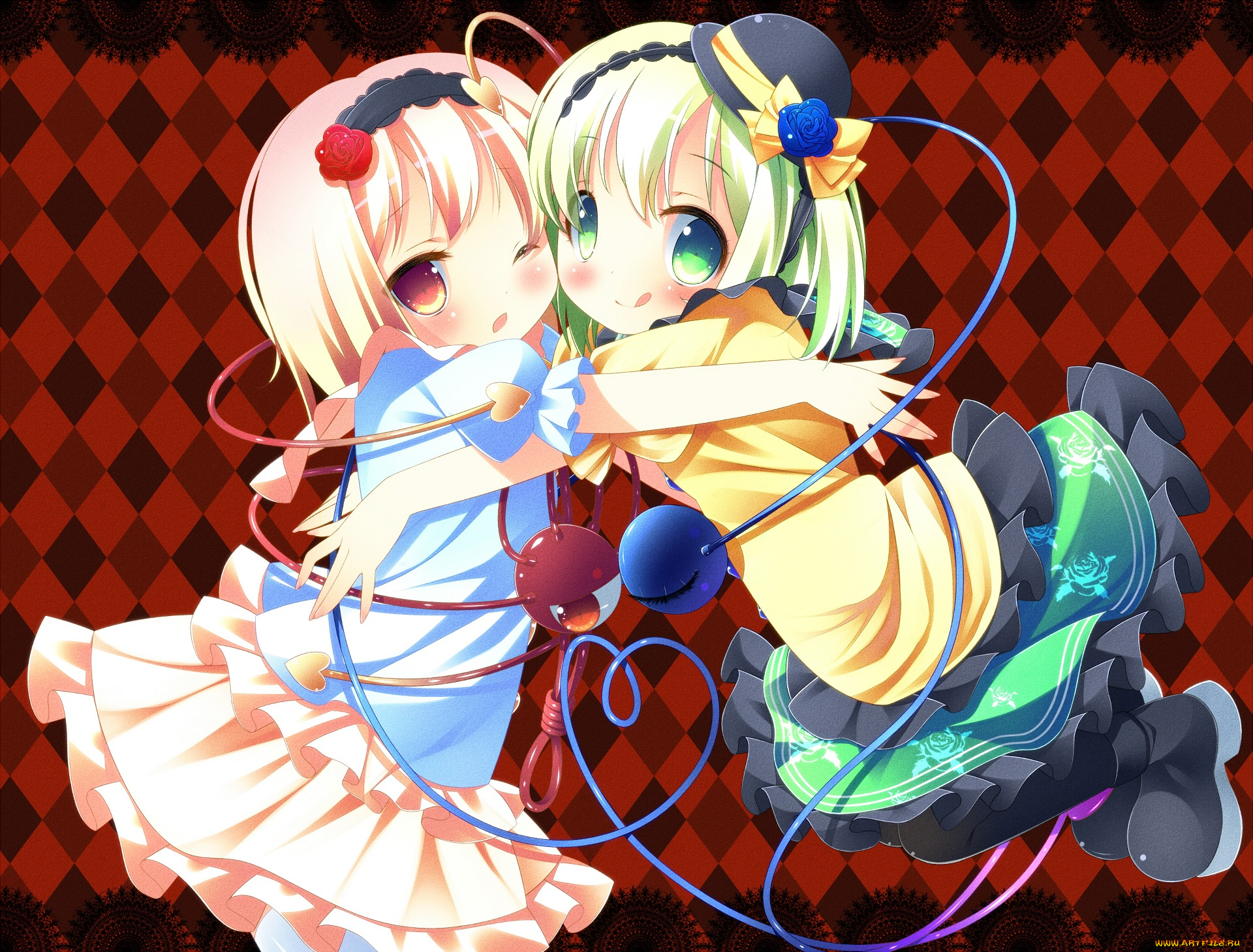 аниме, touhou, фон, взгляд, девушки