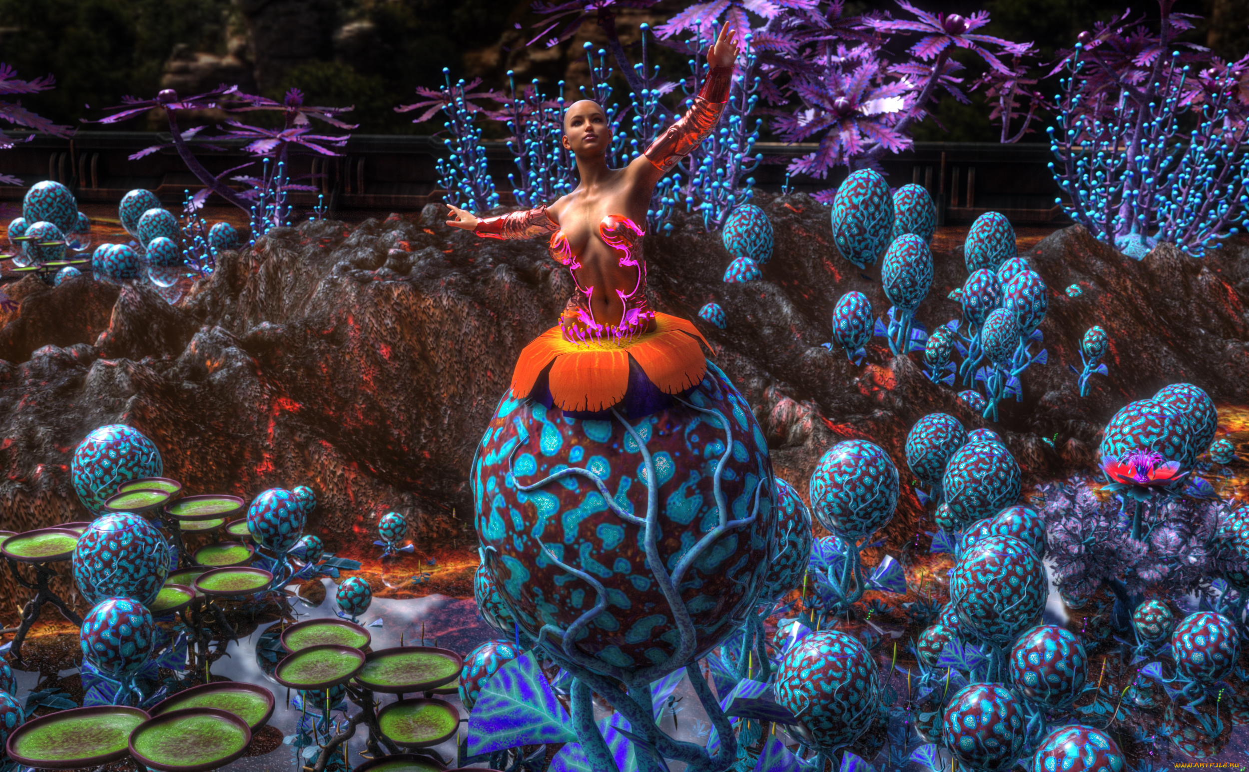 3д, графика, существа, , creatures, фон, взгляд, девушка