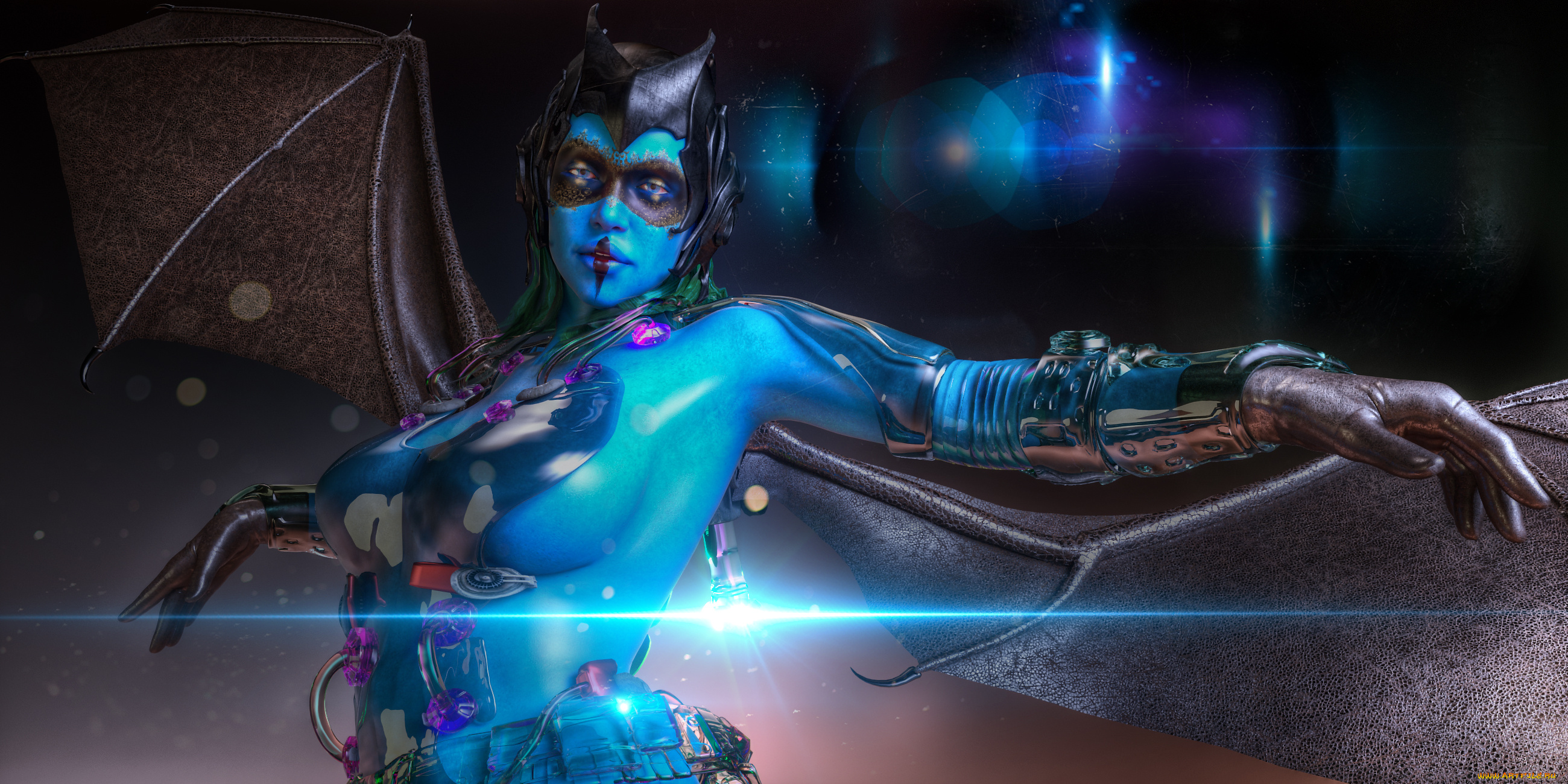 3д, графика, существа, , creatures, взгляд, девушка, фон