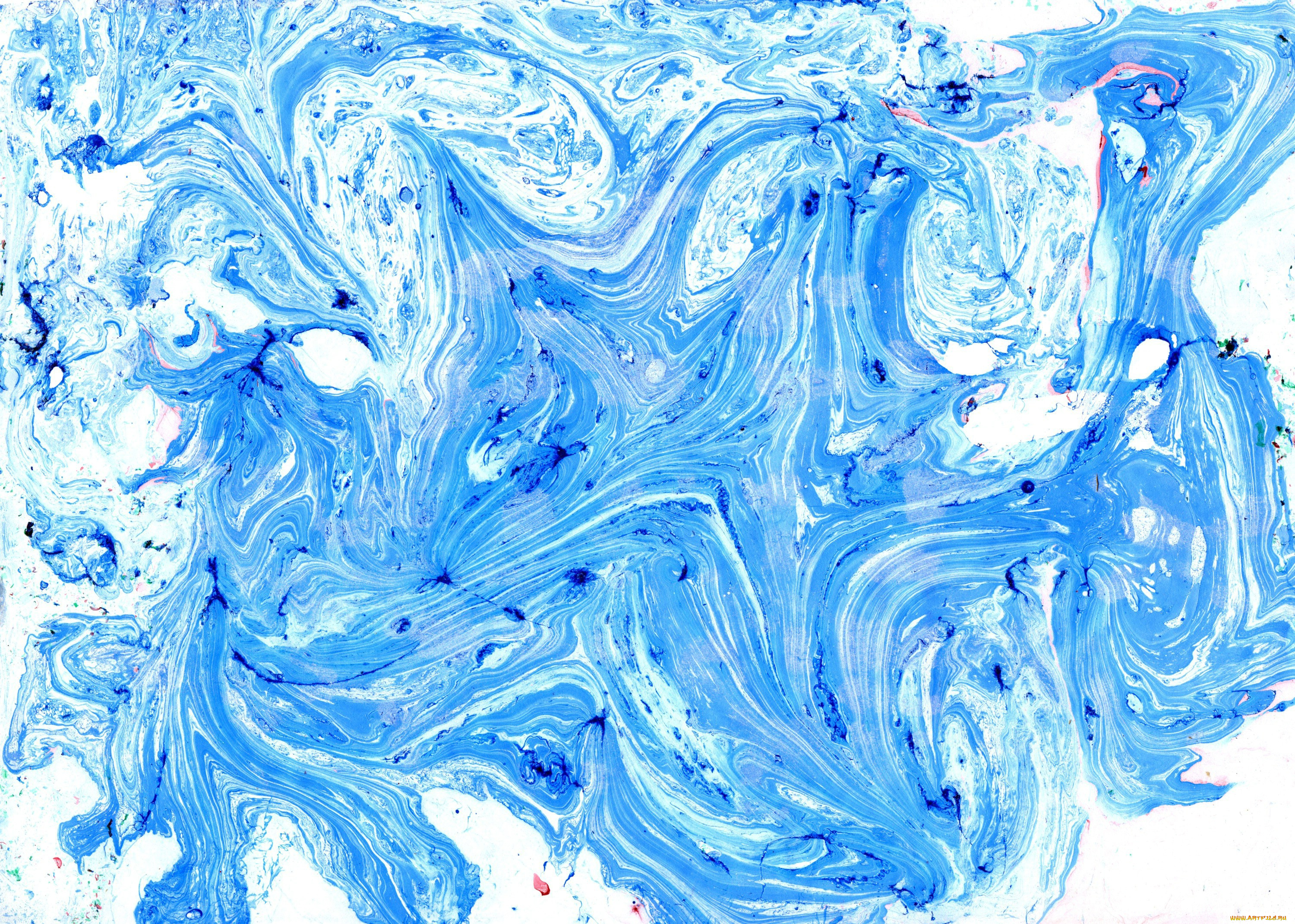 рисованное, абстракция, брызги, пятна, разводы, синий
