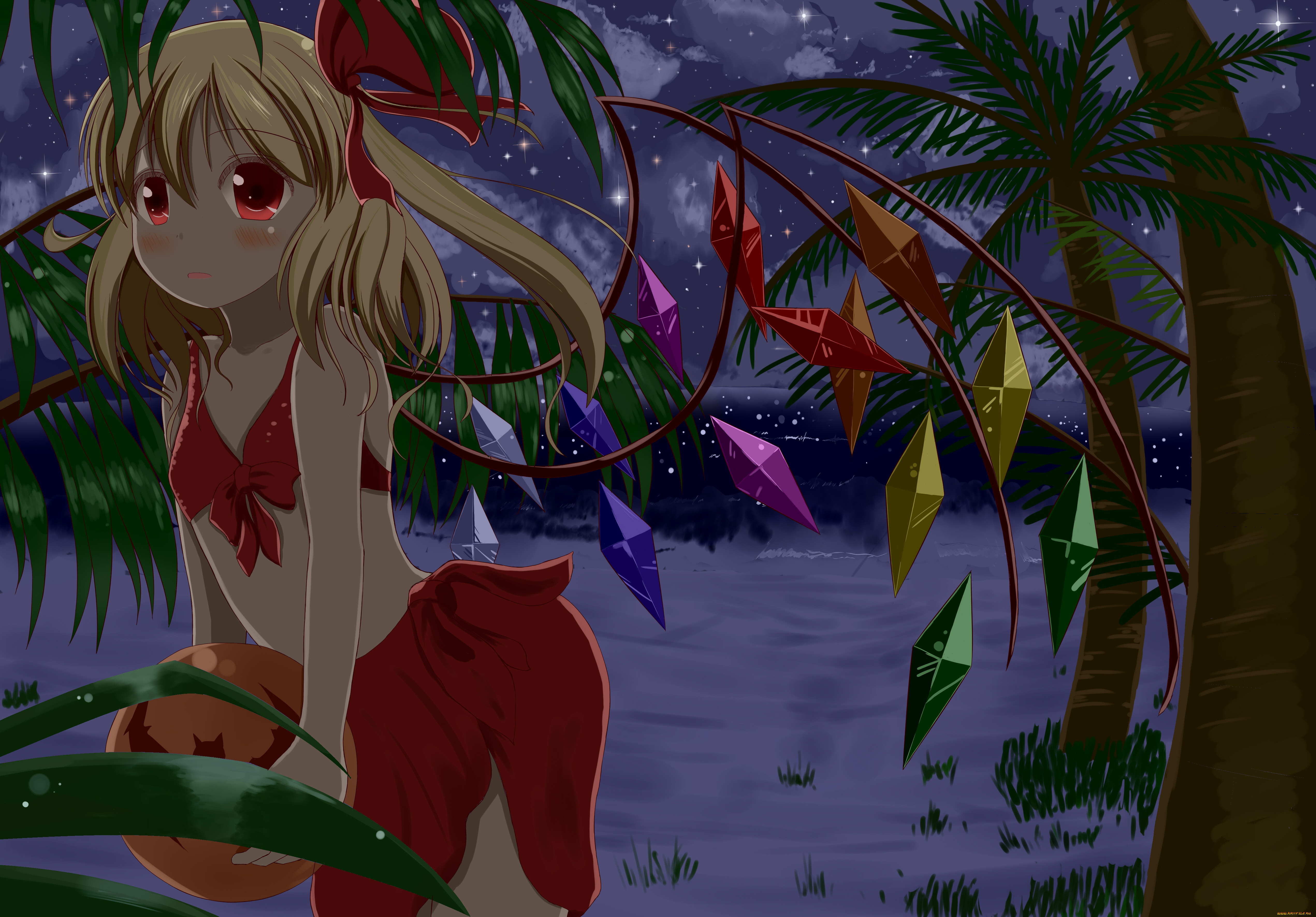 аниме, touhou, фон, взгляд, девушка