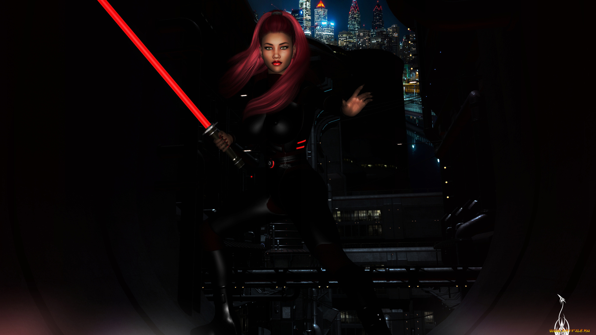 3д, графика, фантазия, , fantasy, оружие, фон, взгляд, девушка