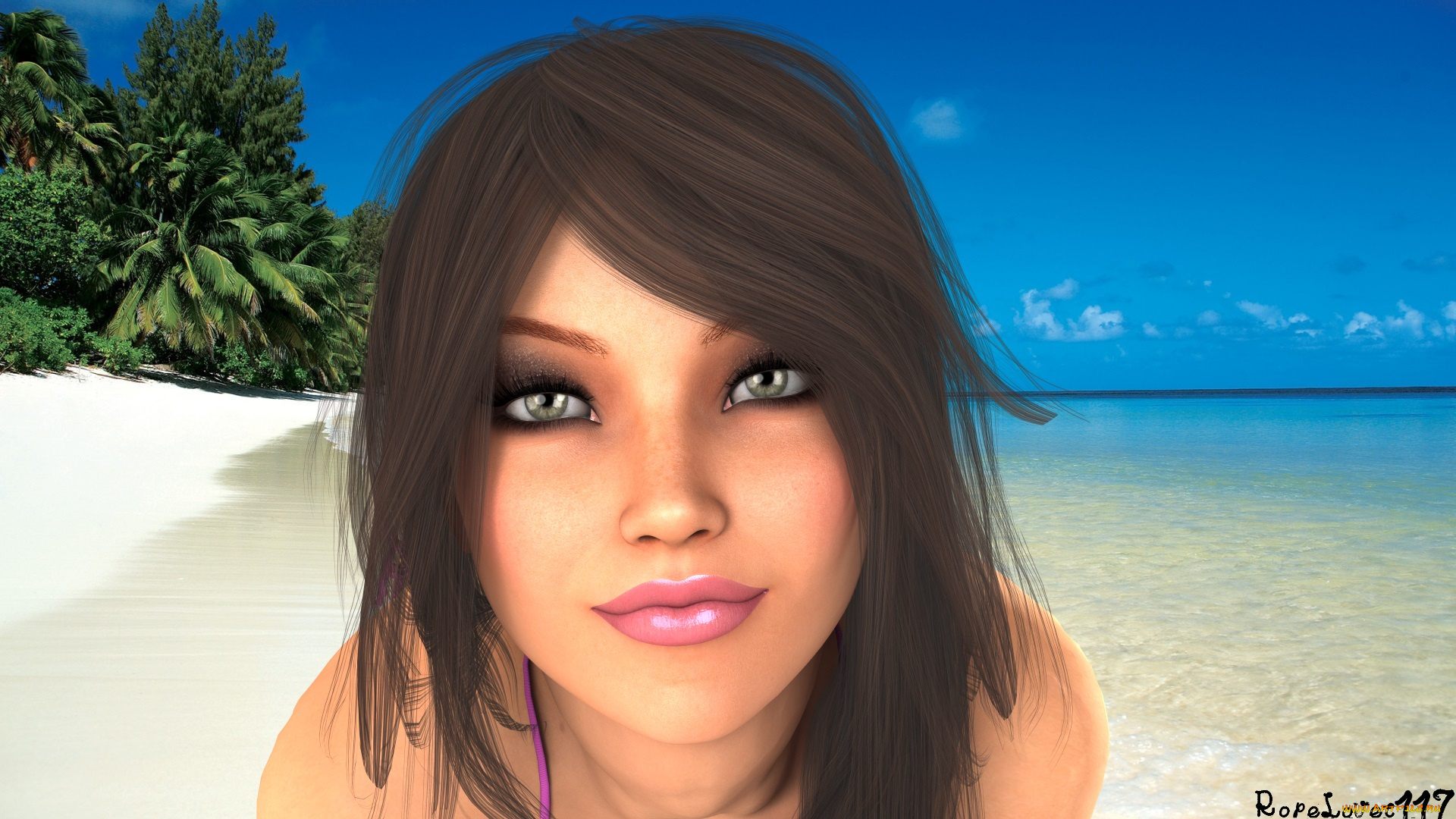 3д, графика, портрет, , portraits, фон, взгляд, девушка