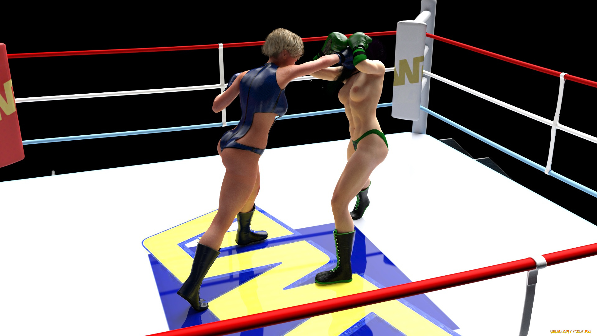 3д, графика, спорт, , sport, ринг, фон, взгляд, бокс, девушки