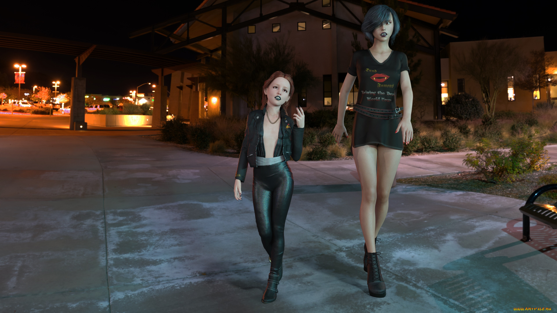 3д, графика, существа, , creatures, ночь, вампиры, фон, девушки, взгляд