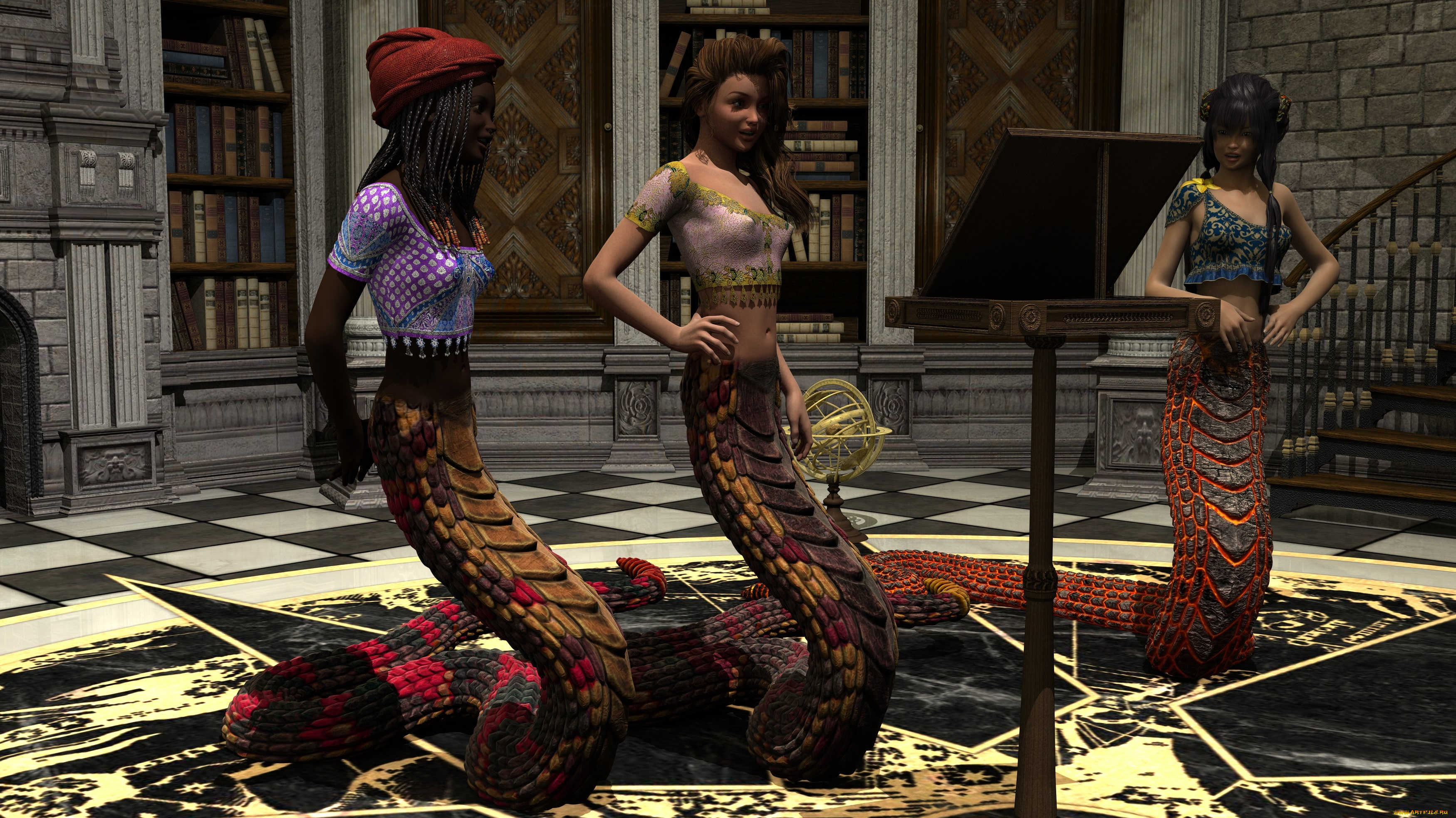 3д, графика, существа, , creatures, фон, девушки, взгляд